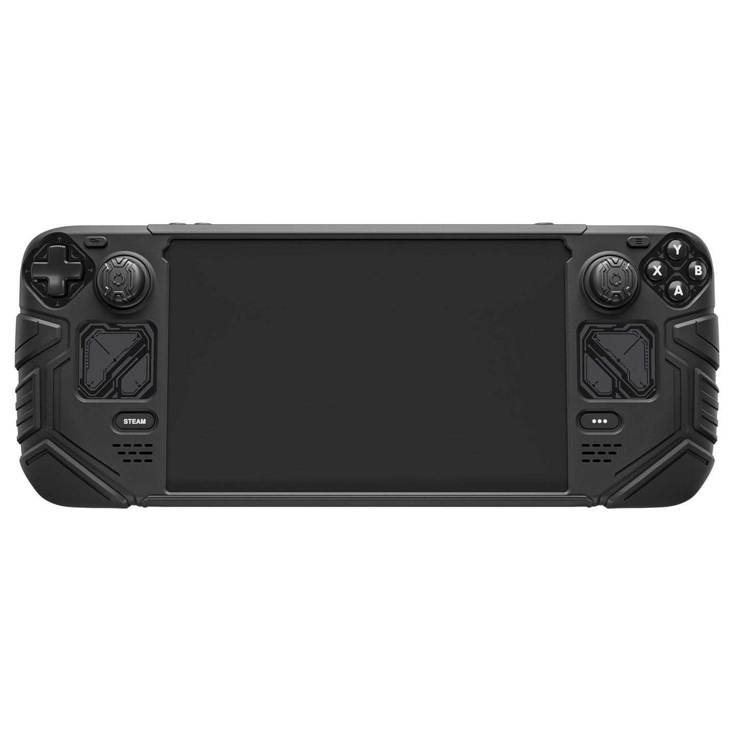 PlayVital Mecha Protective Case with Back Button Enhancement Set & Thumb Grips & Stickers for Steam Deck OLED & LCD - Black PlayVital