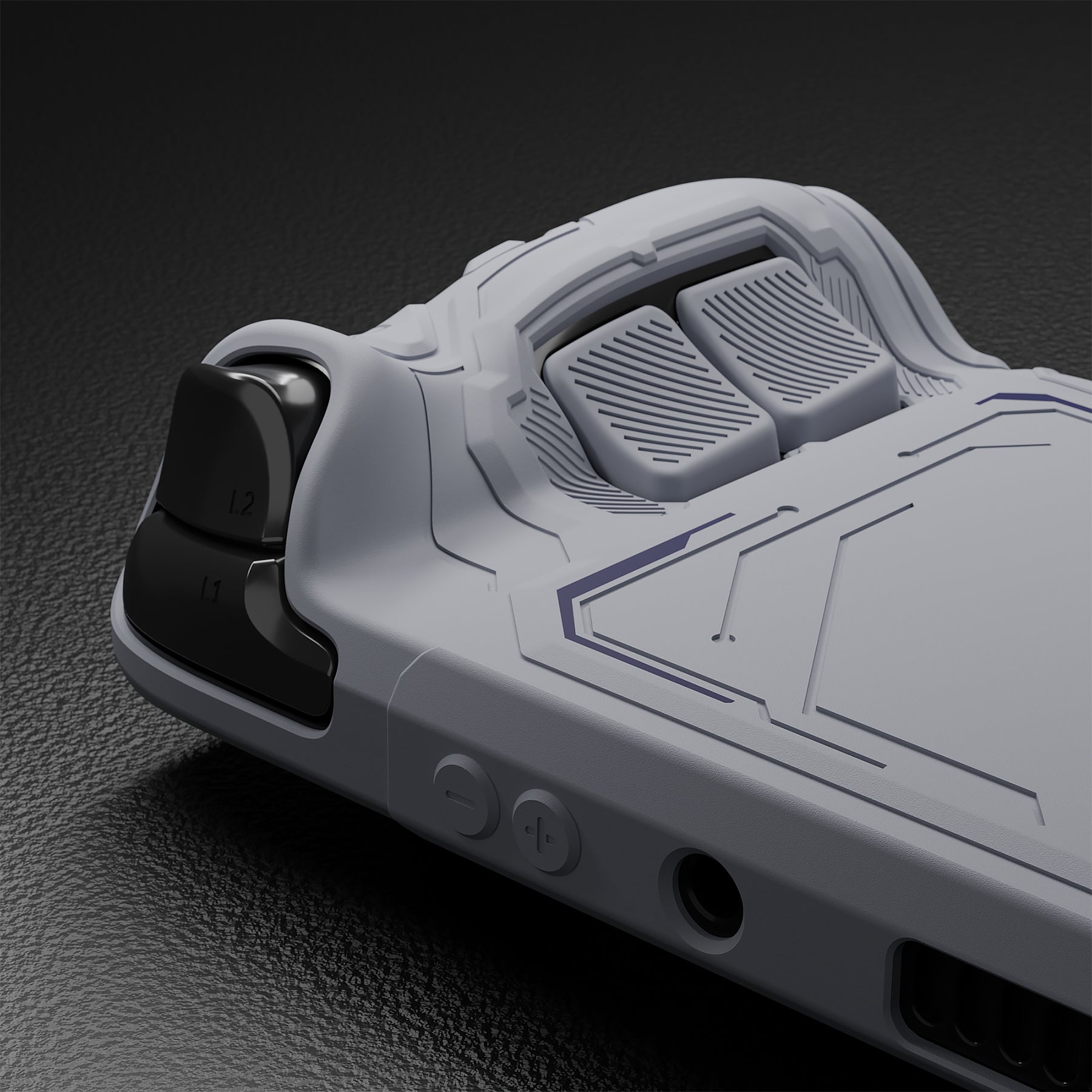 PlayVital Mecha Protective Case with Back Button Enhancement Set & Thumb Grips & Stickers for Steam Deck OLED & LCD - Gray PlayVital