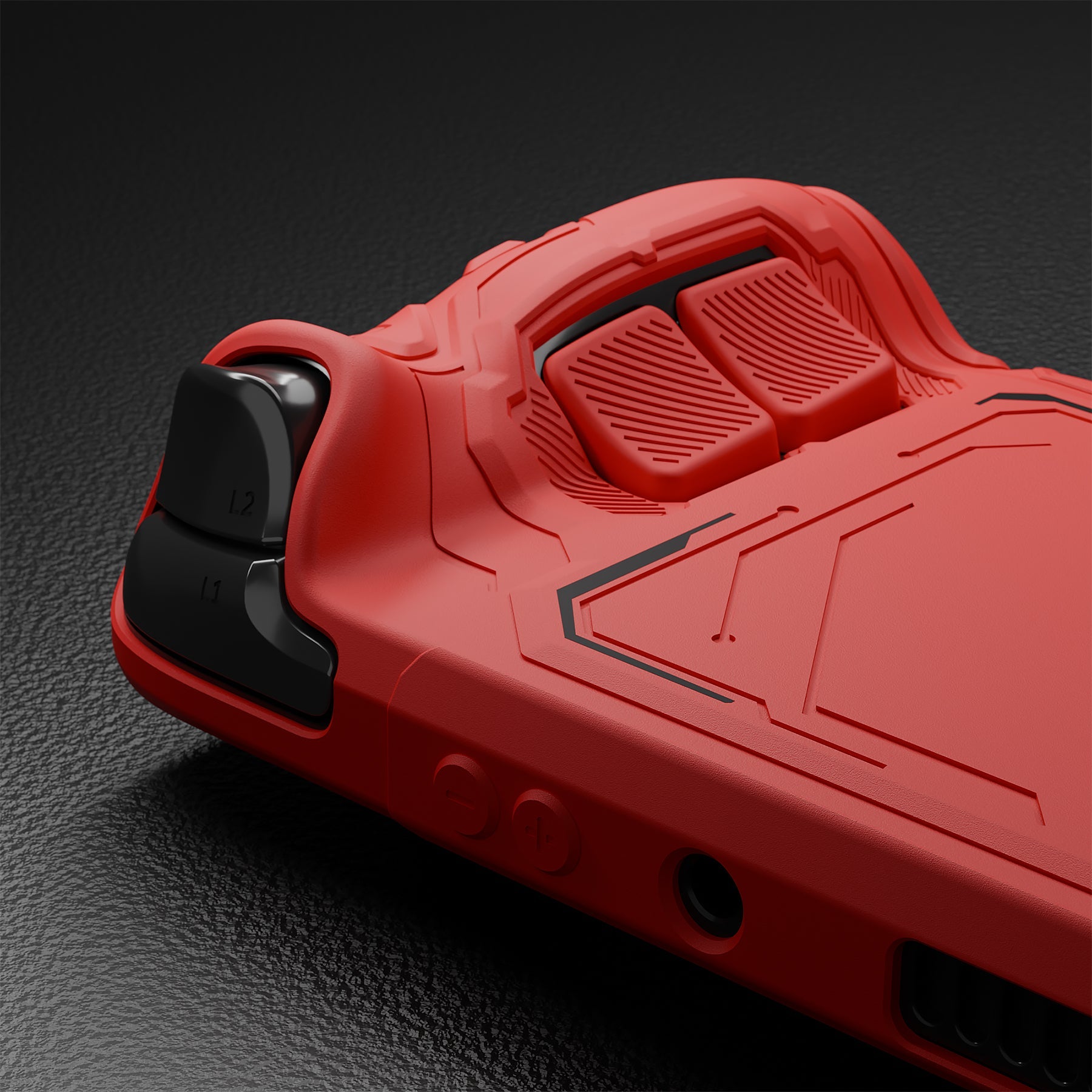 PlayVital Mecha Protective Case with Back Button Enhancement Set & Thumb Grips & Stickers for Steam Deck OLED & LCD - Red PlayVital
