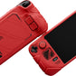 PlayVital Mecha Protective Case with Back Button Enhancement Set & Thumb Grips & Stickers for Steam Deck OLED & LCD - Red PlayVital
