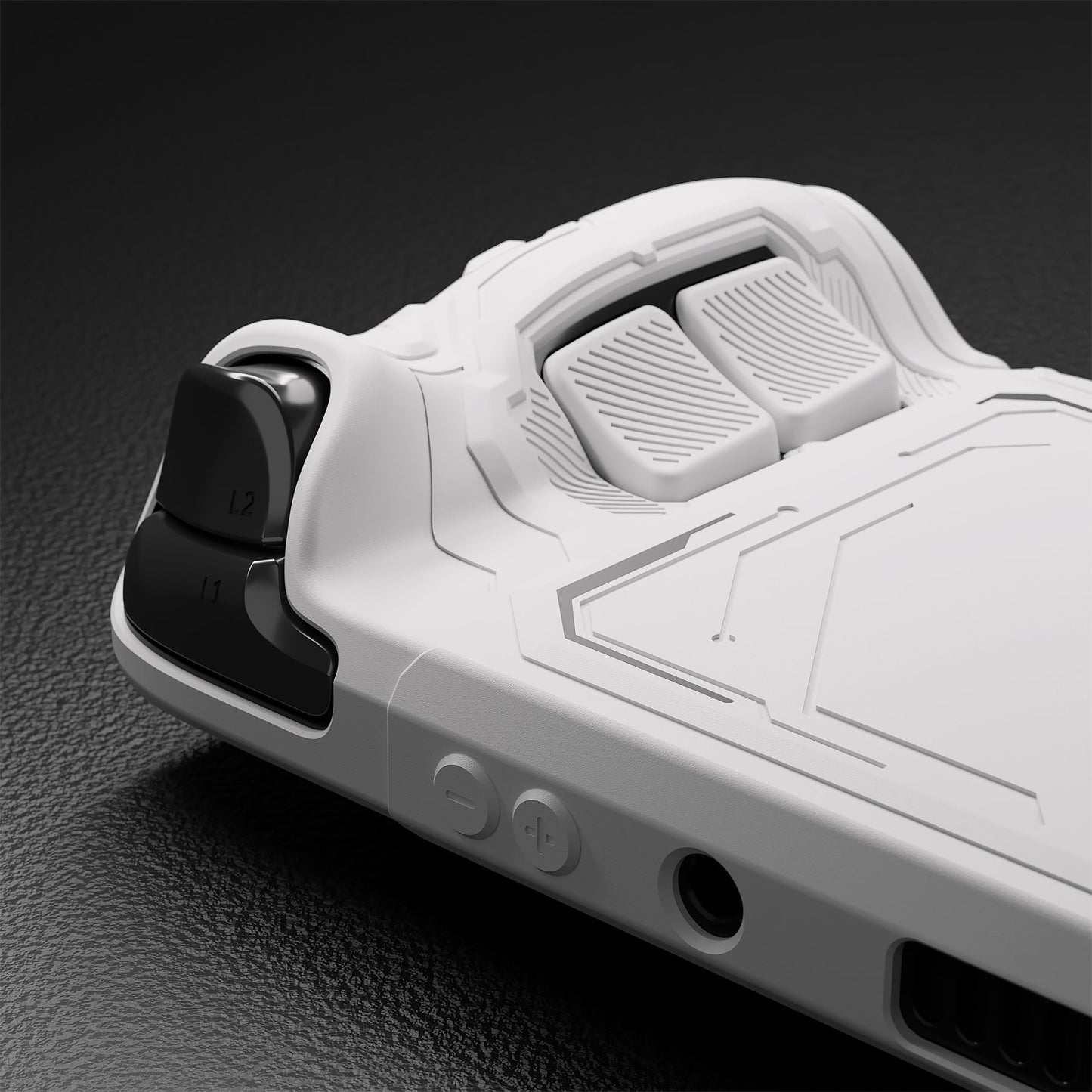 PlayVital Mecha Protective Case with Back Button Enhancement Set & Thumb Grips & Stickers for Steam Deck OLED & LCD - White PlayVital