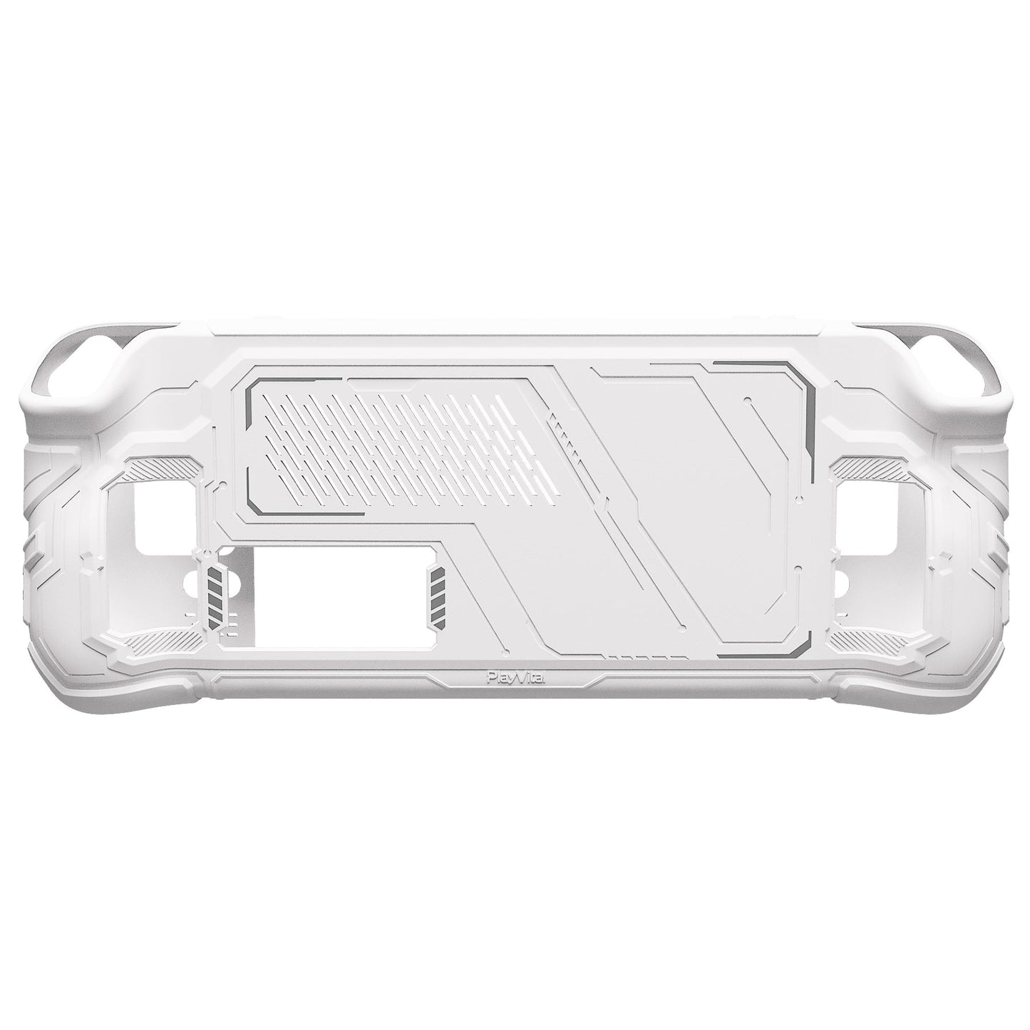 PlayVital Mecha Protective Case with Back Button Enhancement Set & Thumb Grips & Stickers for Steam Deck OLED & LCD - White PlayVital