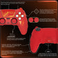 PlayVital Mecha Rhino Silicone Cover for PS5 Controller with Thumb Grips & Stickers, Compatible with Charging Station - Maple Red & Brick Red PlayVital
