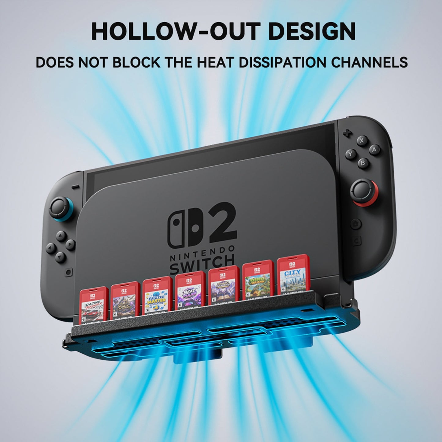 PlayVital Metal Wall Mount Stand with 7 Game Card Slots & 2 Foldable Controller Holders for Nintendo Switch 2, Switch & Switch OLED - Black PlayVital