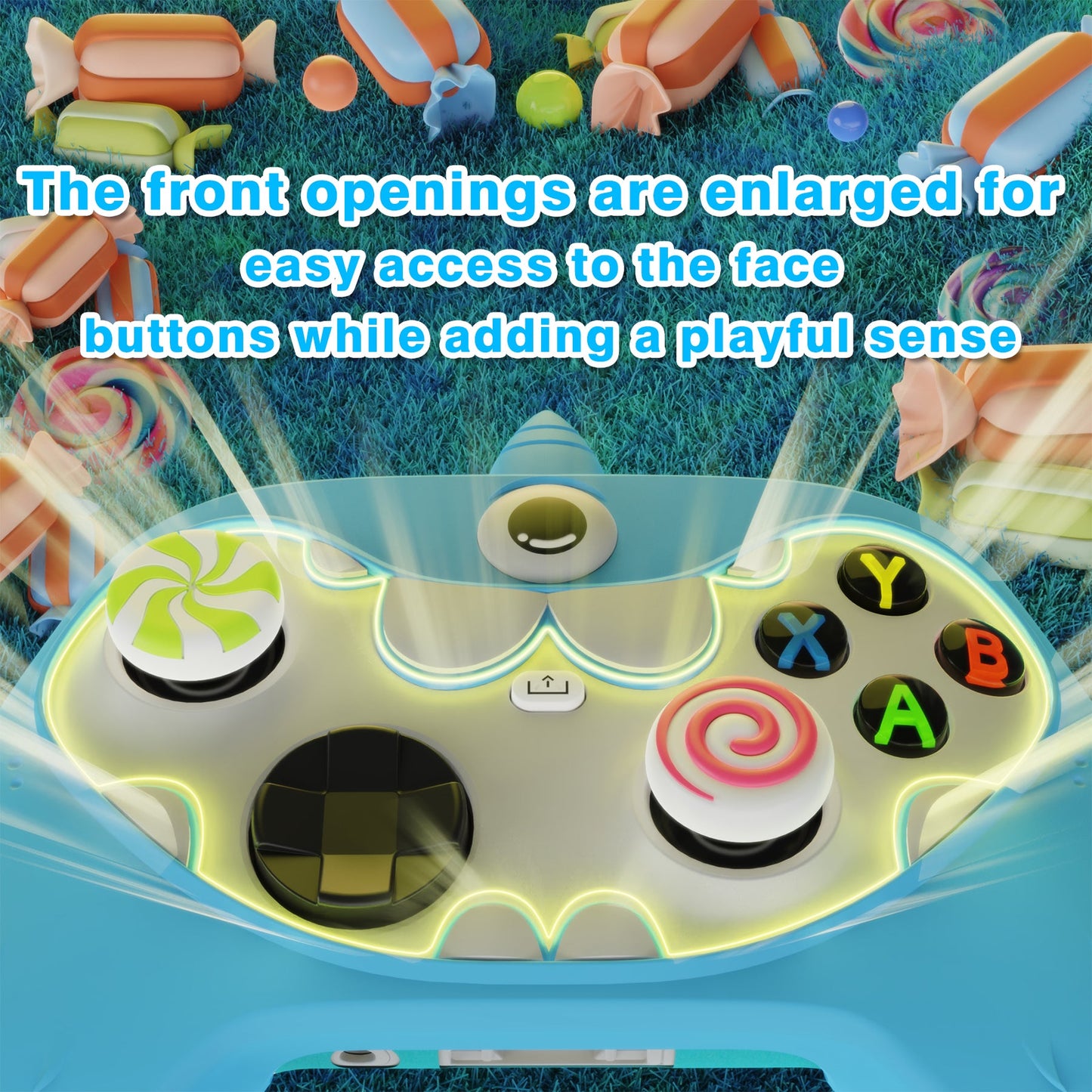 PlayVital MonoEye Monster Cute Silicone Cover for Xbox Series X/S Controller, Includes Joystick Caps and Stickers for Xbox Core Controller Grip Case - Blue PlayVital