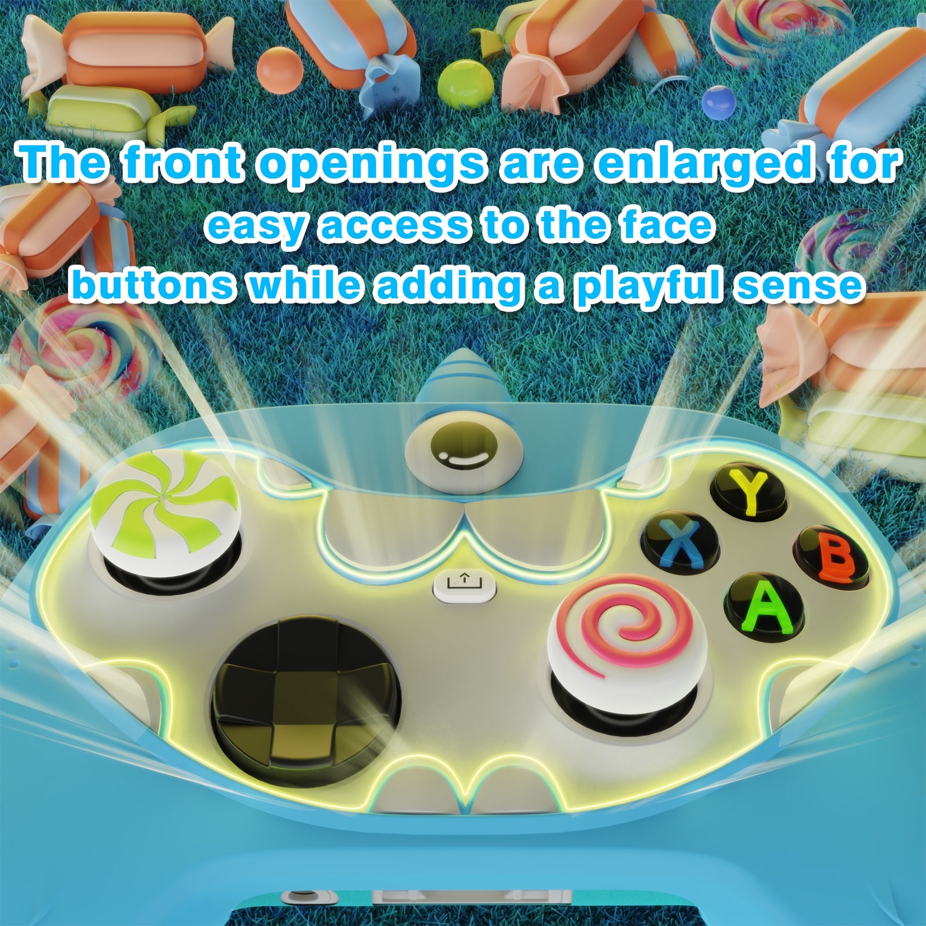 PlayVital MonoEye Monster Cute Silicone Cover for Xbox Series X/S Controller, Includes Joystick Caps and Stickers for Xbox Core Controller Grip Case - Blue PlayVital