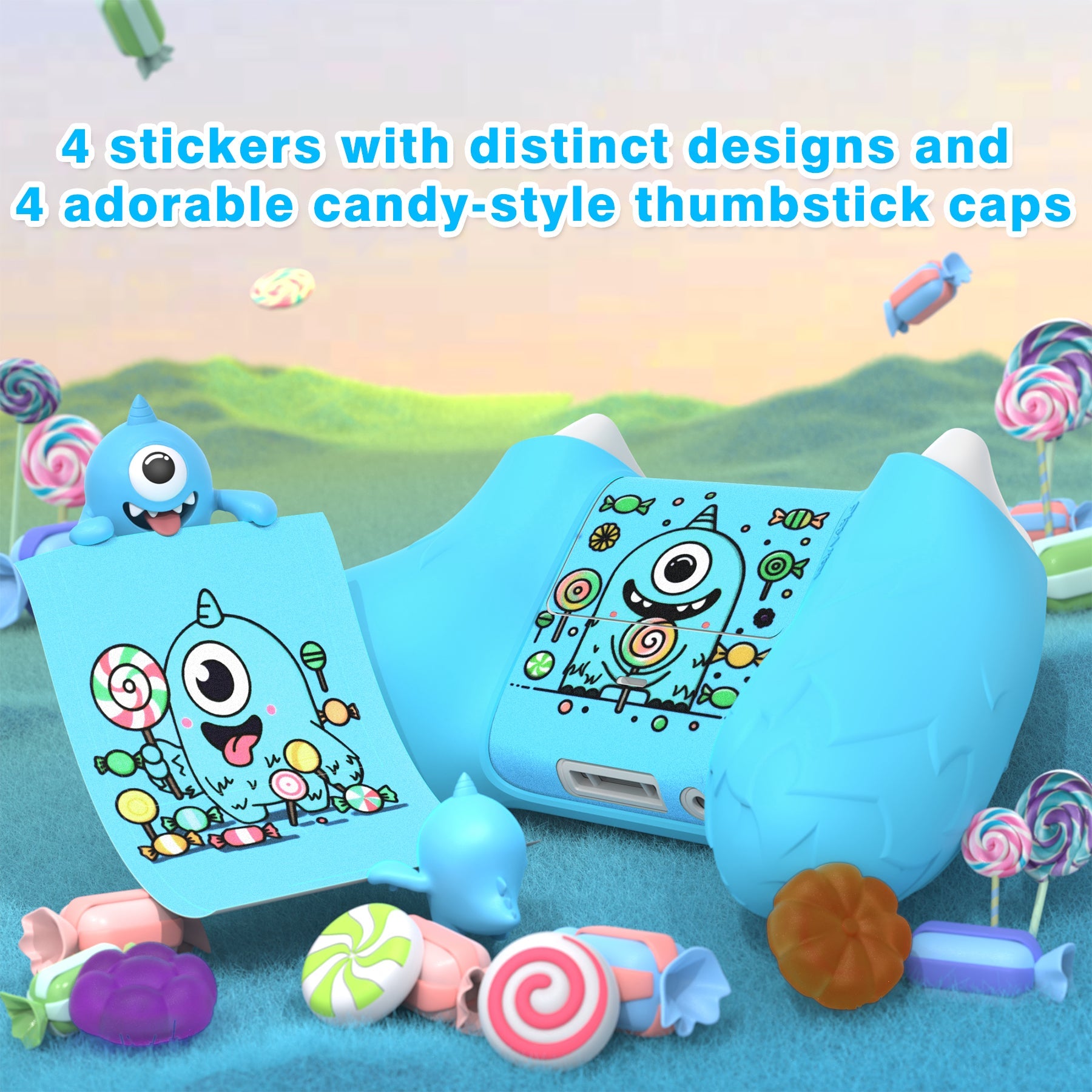 PlayVital MonoEye Monster Cute Silicone Cover for Xbox Series X/S Controller, Includes Joystick Caps and Stickers for Xbox Core Controller Grip Case - Blue PlayVital