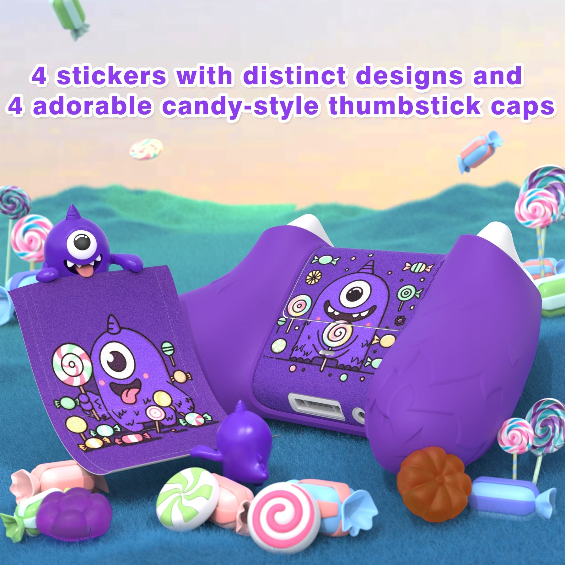 PlayVital MonoEye Monster Cute Silicone Cover for Xbox Series X/S Controller, Includes Joystick Caps and Stickers for Xbox Core Controller Grip Case - Purple PlayVital