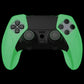 PlayVital Ninja Edition Anti-Slip Half-Covered Silicone Cover Skin with Thumb Grip Caps for PS5 Edge Controller - Glow in Dark - Green - EYPFP006 PlayVital