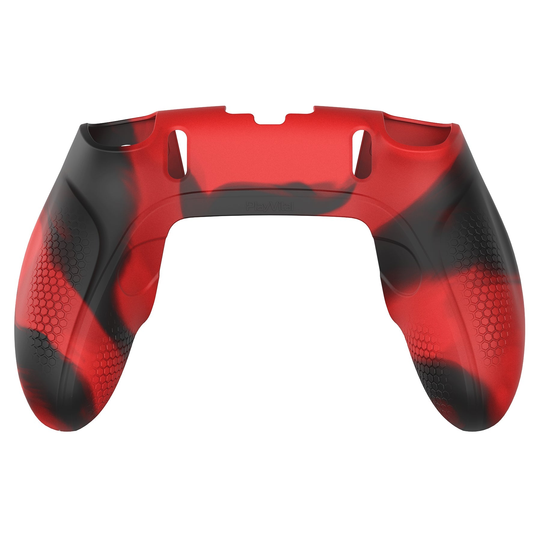 PlayVital Ninja Edition Anti-Slip Half-Covered Silicone Cover Skin with Thumb Grip Caps for PS5 Edge Controller - Red & Black PlayVital