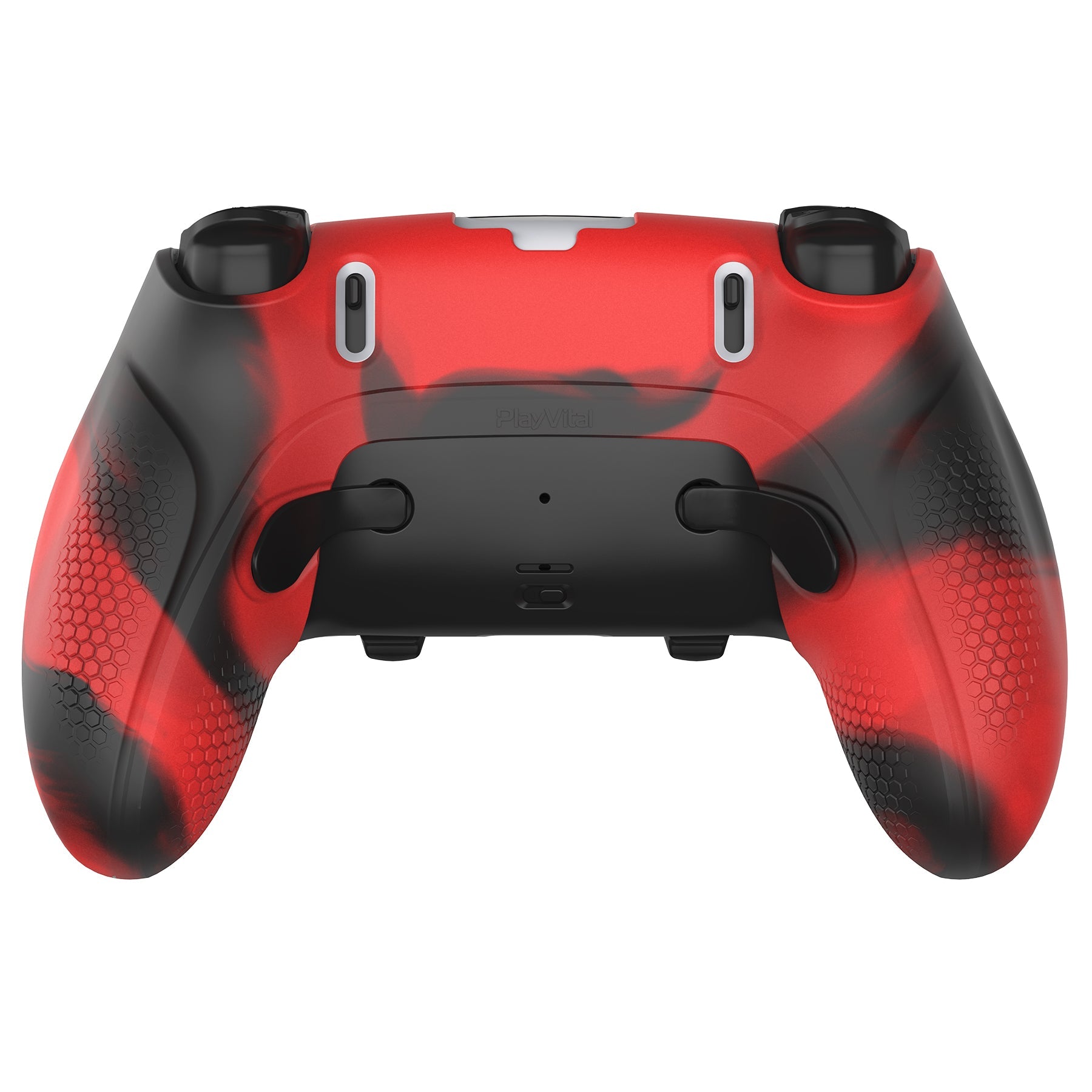 PlayVital Ninja Edition Anti-Slip Half-Covered Silicone Cover Skin with Thumb Grip Caps for PS5 Edge Controller - Red & Black PlayVital