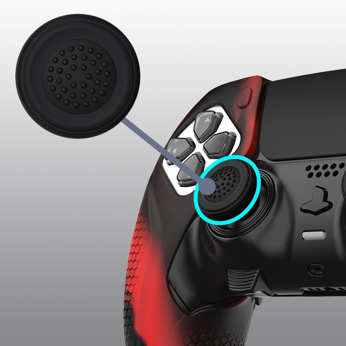 PlayVital Ninja Edition Anti-Slip Half-Covered Silicone Cover Skin with Thumb Grip Caps for PS5 Edge Controller - Red & Black PlayVital