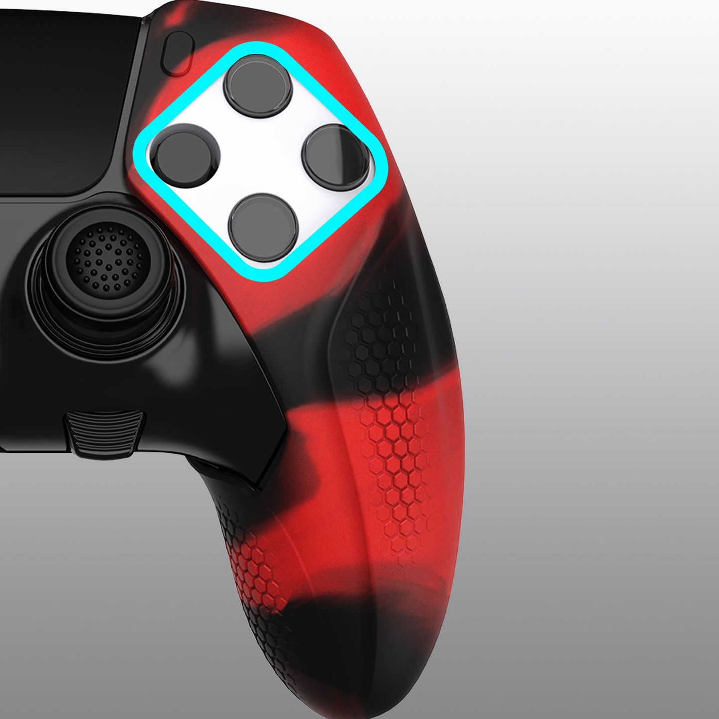PlayVital Ninja Edition Anti-Slip Half-Covered Silicone Cover Skin with Thumb Grip Caps for PS5 Edge Controller - Red & Black PlayVital