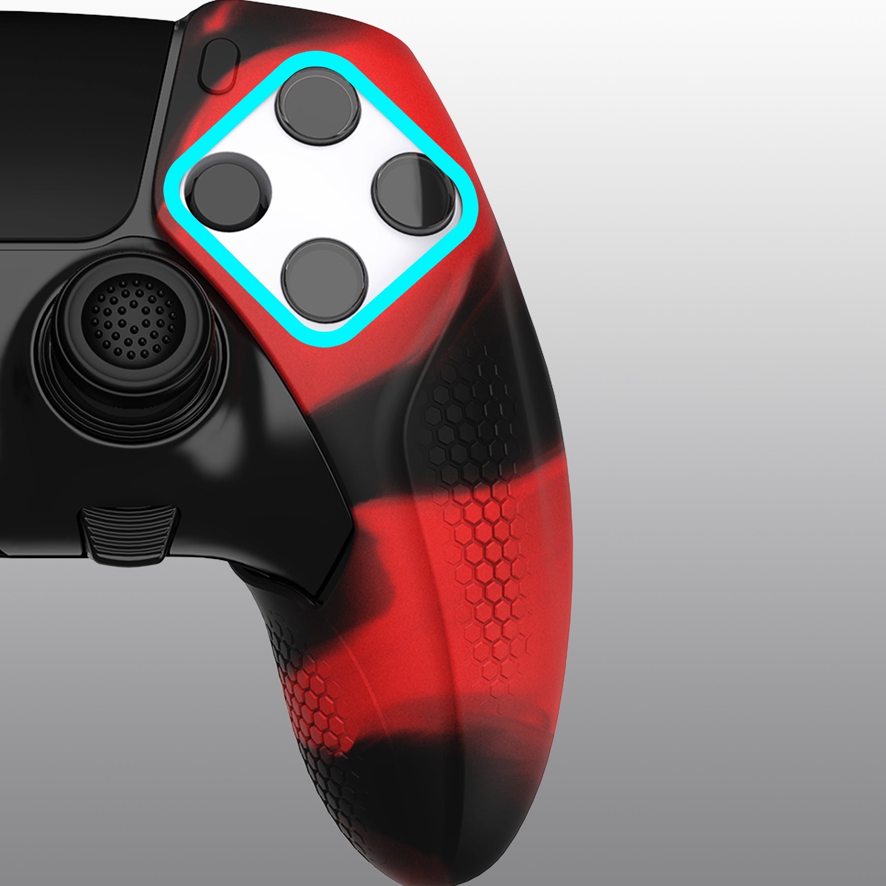 PlayVital Ninja Edition Anti-Slip Half-Covered Silicone Cover Skin with Thumb Grip Caps for PS5 Edge Controller - Red & Black PlayVital