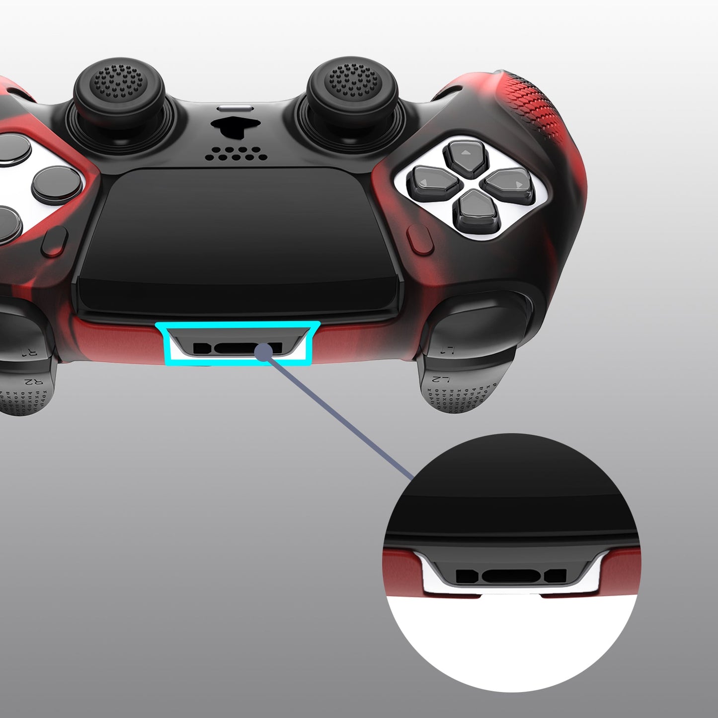 PlayVital Ninja Edition Anti-Slip Half-Covered Silicone Cover Skin with Thumb Grip Caps for PS5 Edge Controller - Red & Black PlayVital
