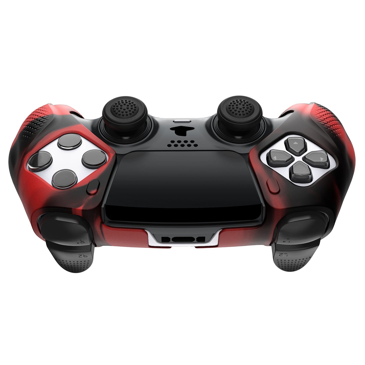 PlayVital Ninja Edition Anti-Slip Half-Covered Silicone Cover Skin with Thumb Grip Caps for PS5 Edge Controller - Red & Black PlayVital