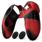 PlayVital Ninja Edition Anti-Slip Half-Covered Silicone Cover Skin with Thumb Grip Caps for PS5 Edge Controller - Red & Black PlayVital