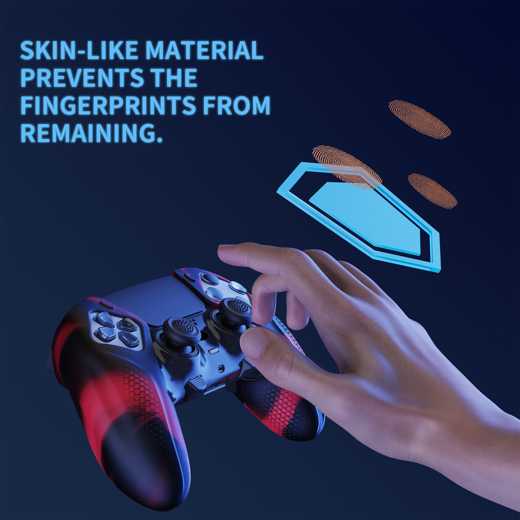 PlayVital Ninja Edition Anti-Slip Half-Covered Silicone Cover Skin with Thumb Grip Caps for PS5 Edge Controller - Red & Black PlayVital