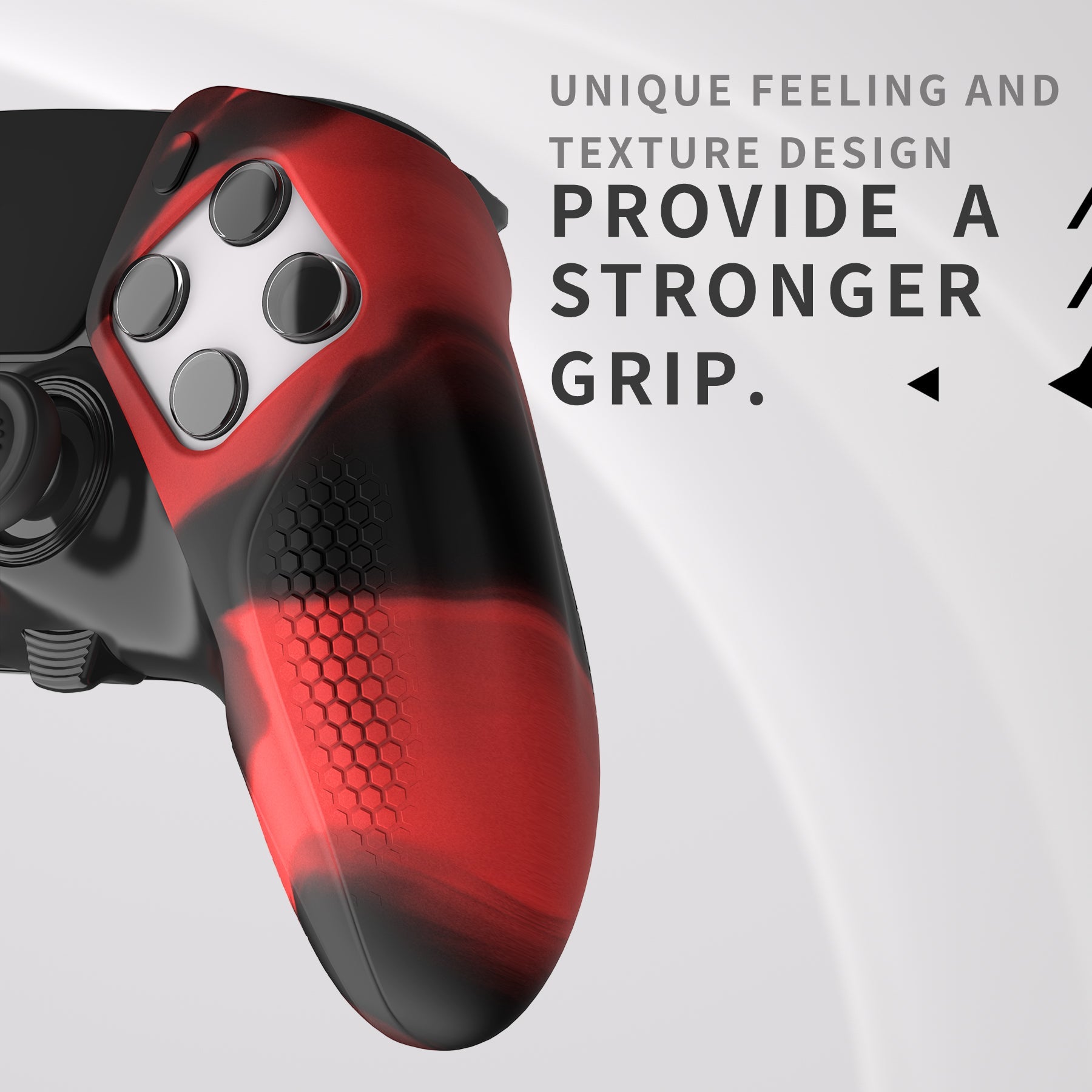 PlayVital Ninja Edition Anti-Slip Half-Covered Silicone Cover Skin with Thumb Grip Caps for PS5 Edge Controller - Red & Black PlayVital