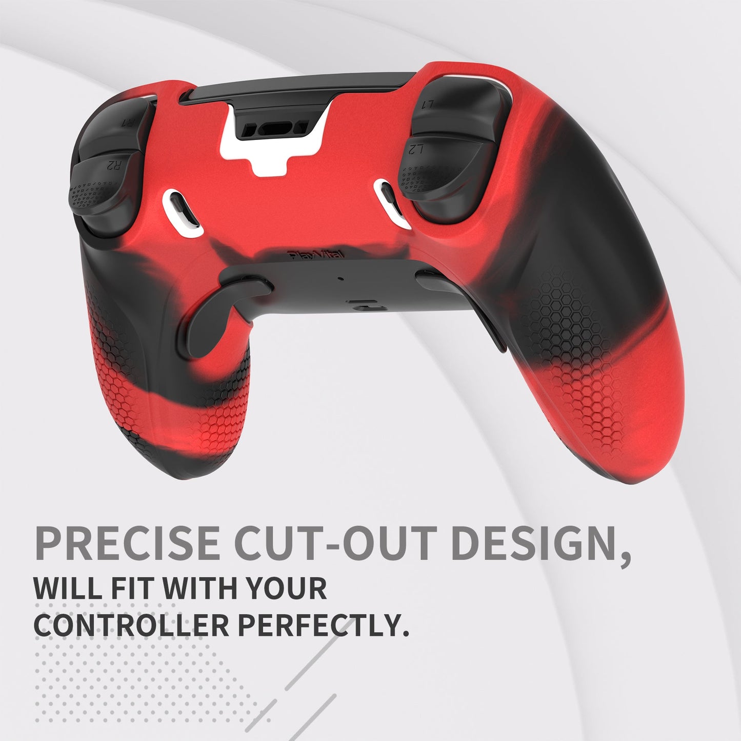 PlayVital Ninja Edition Anti-Slip Half-Covered Silicone Cover Skin with Thumb Grip Caps for PS5 Edge Controller - Red & Black PlayVital