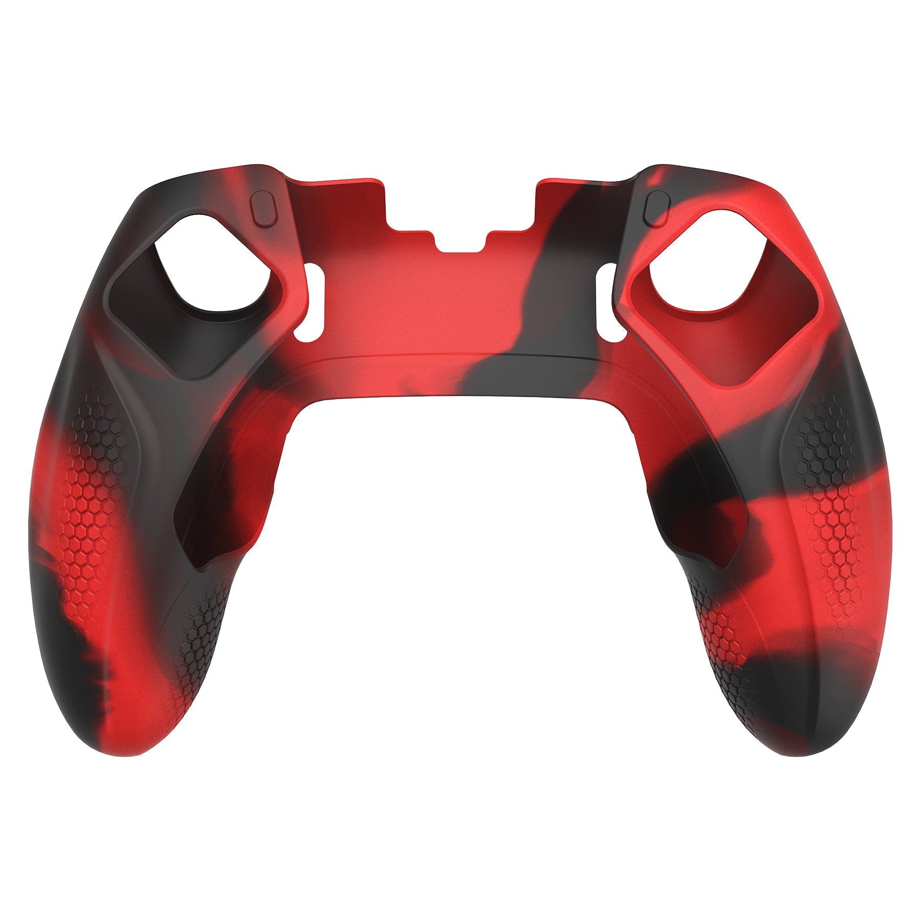 PlayVital Ninja Edition Anti-Slip Half-Covered Silicone Cover Skin with Thumb Grip Caps for PS5 Edge Controller - Red & Black PlayVital