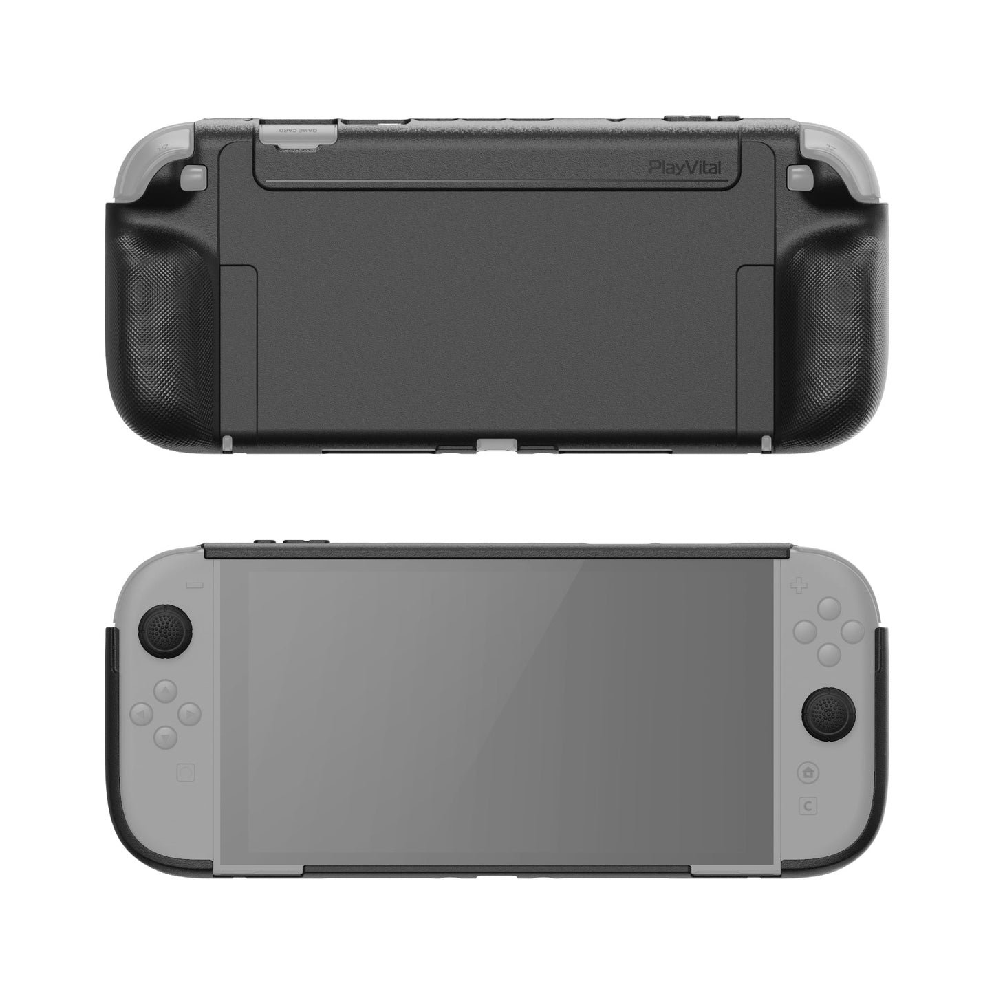 PlayVital PURE Ergonomic TPU Protective Cover with Thumb Grips for Nintendo Switch 2 - Black PlayVital
