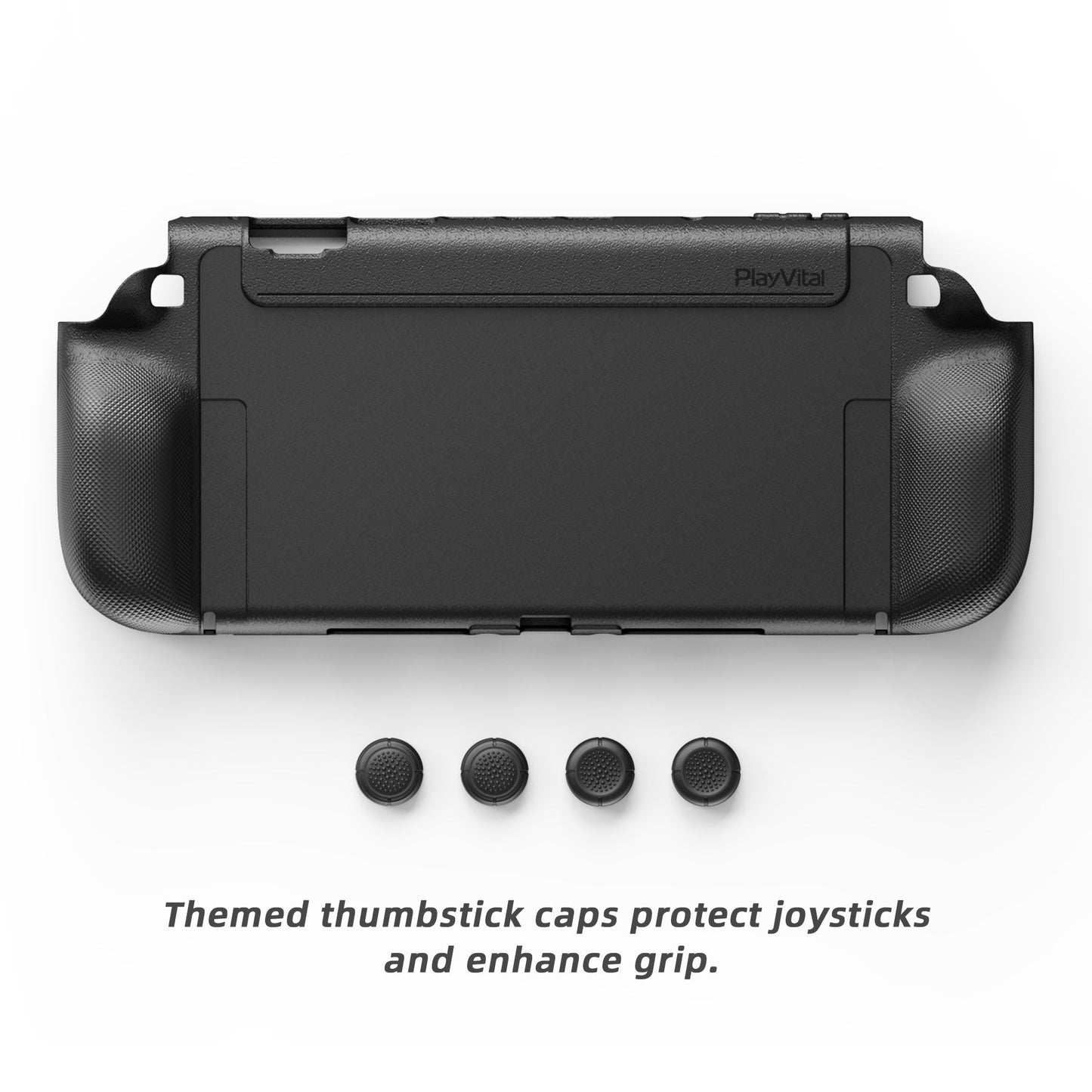 PlayVital PURE Ergonomic TPU Protective Cover with Thumb Grips for Nintendo Switch 2 - Black PlayVital