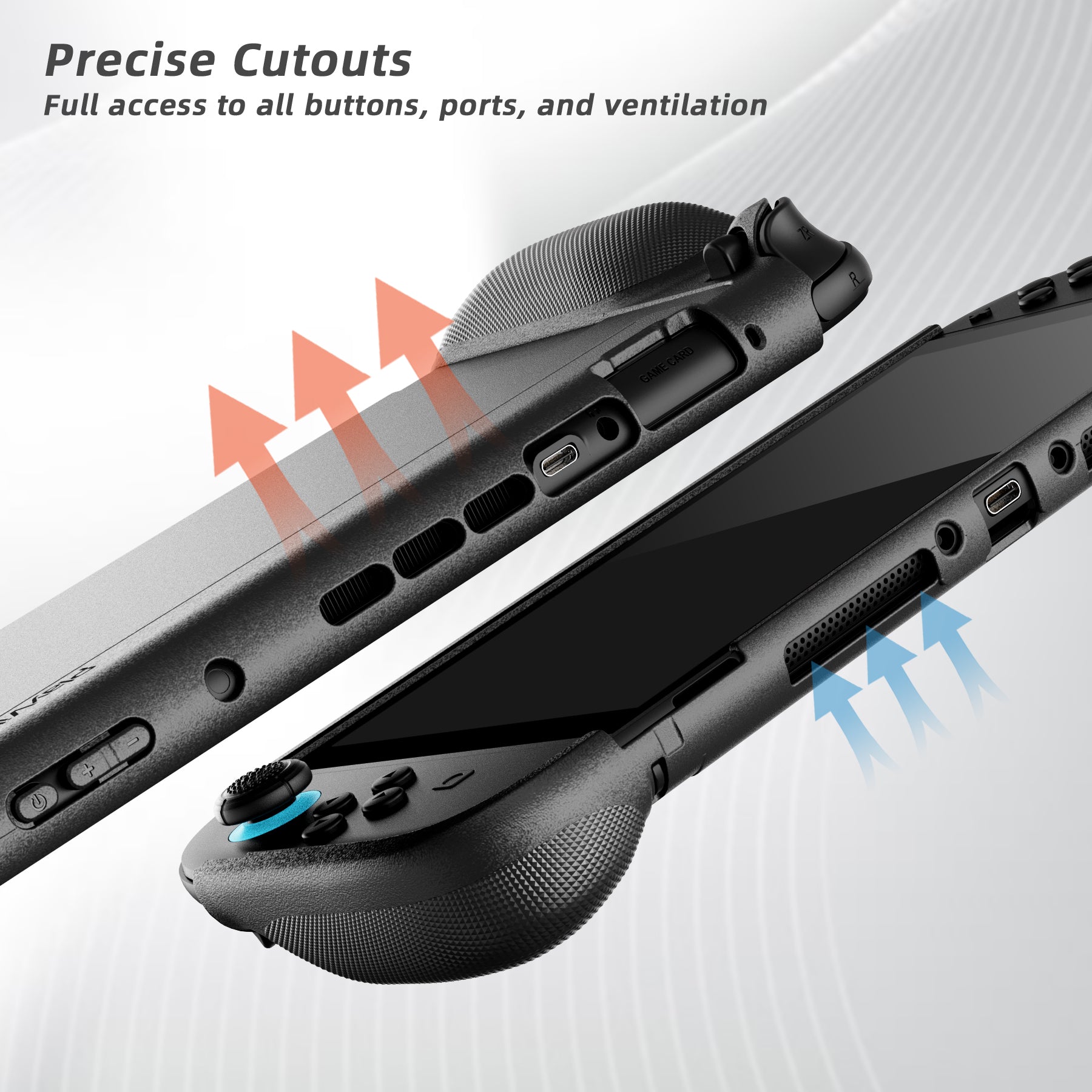 PlayVital PURE Ergonomic TPU Protective Cover with Thumb Grips for Nintendo Switch 2 - Black PlayVital