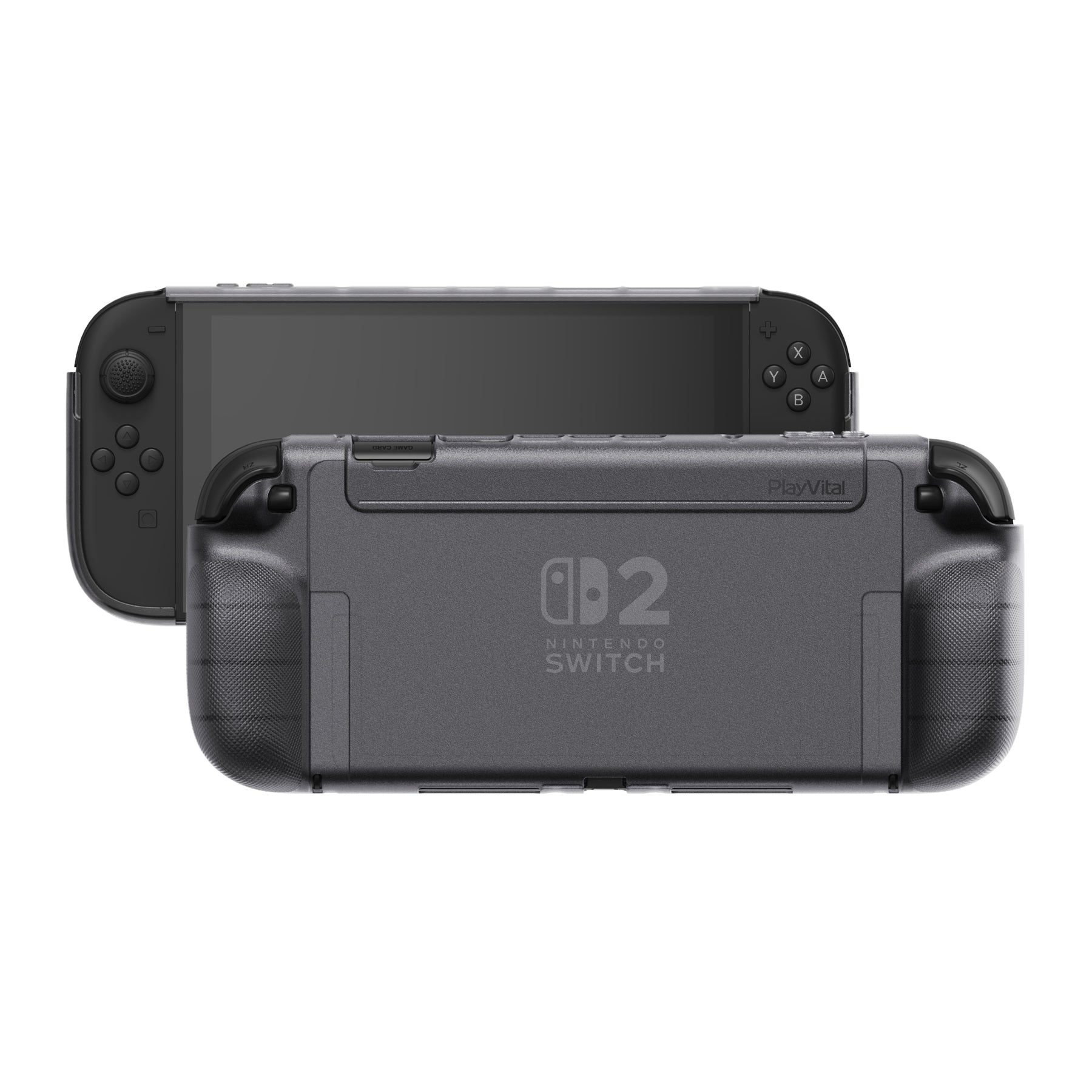 PlayVital PURE Ergonomic TPU Protective Cover with Thumb Grips for Nintendo Switch 2 - Clear Black PlayVital