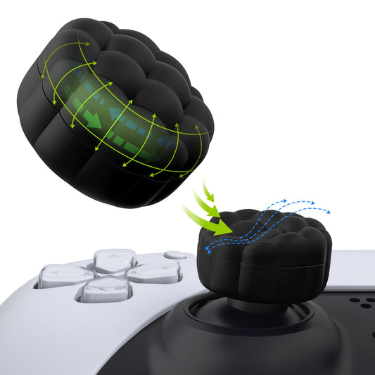 PlayVital Puff Cloud Texture Design Thumbs Cushion Grips Caps for PS5 & PS4 & Switch Pro & Xbox Series X/S & Xbox Elite Series 2 & Xbox One & Xbox Core Wireless Controller - Black PlayVital