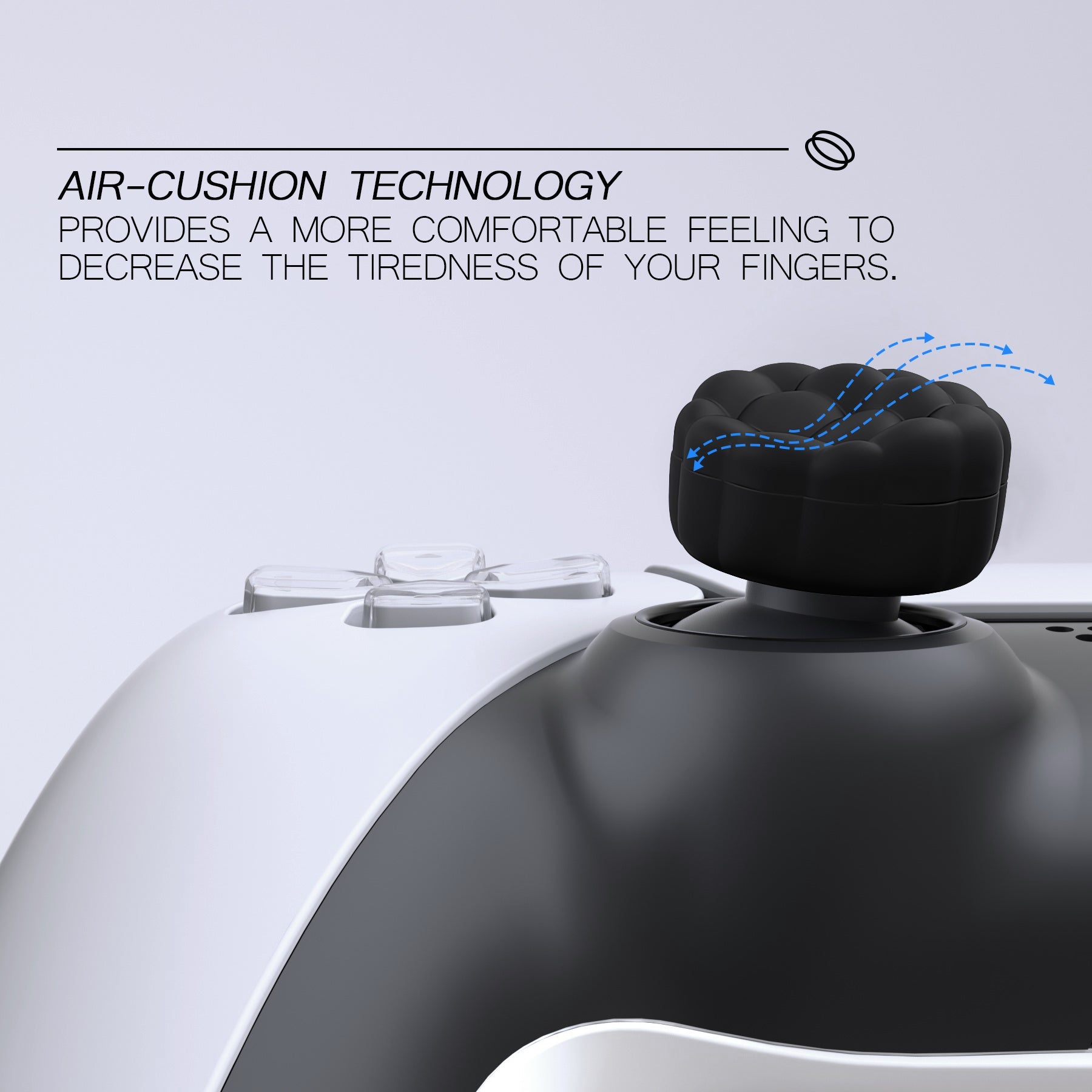 PlayVital Puff Cloud Texture Design Thumbs Cushion Grips Caps for PS5 & PS4 & Switch Pro & Xbox Series X/S & Xbox Elite Series 2 & Xbox One & Xbox Core Wireless Controller - Black PlayVital