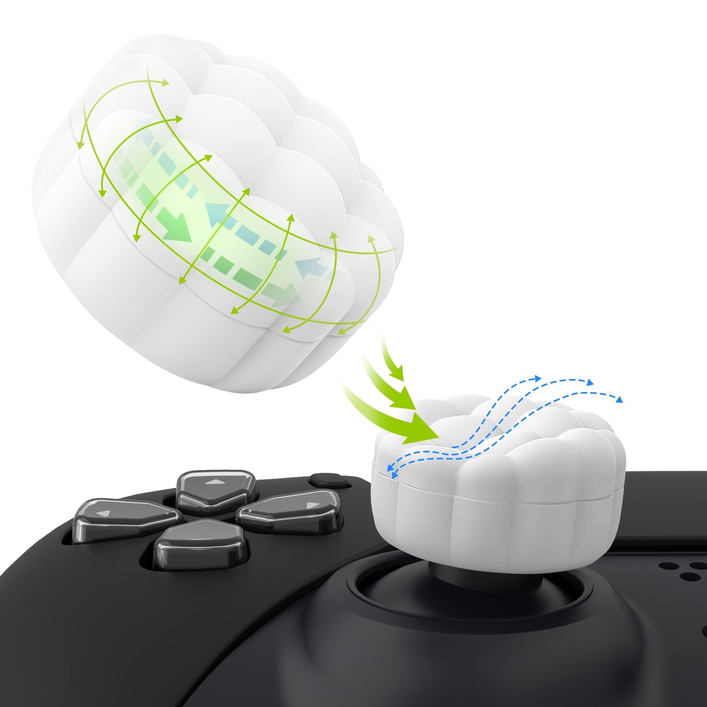 PlayVital Puff Cloud Texture Design Thumbs Cushion Grips Caps for PS5 & PS4 & Switch Pro & Xbox Series X/S & Xbox Elite Series 2 & Xbox One & Xbox Core Wireless Controller - White PlayVital