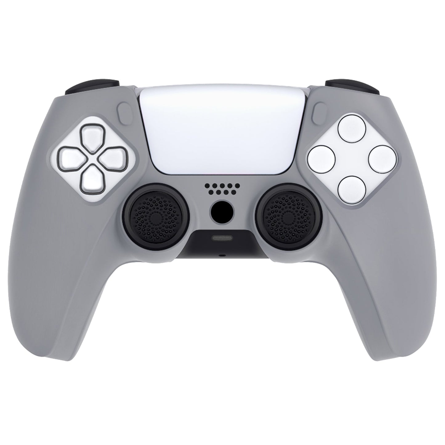 PlayVital Pure Series Dockable Model Anti-Slip Silicone Cover Skin with Thumb Grip Caps for PS5 Wireless Controller - Compatible with Charging Station - Gray PlayVital