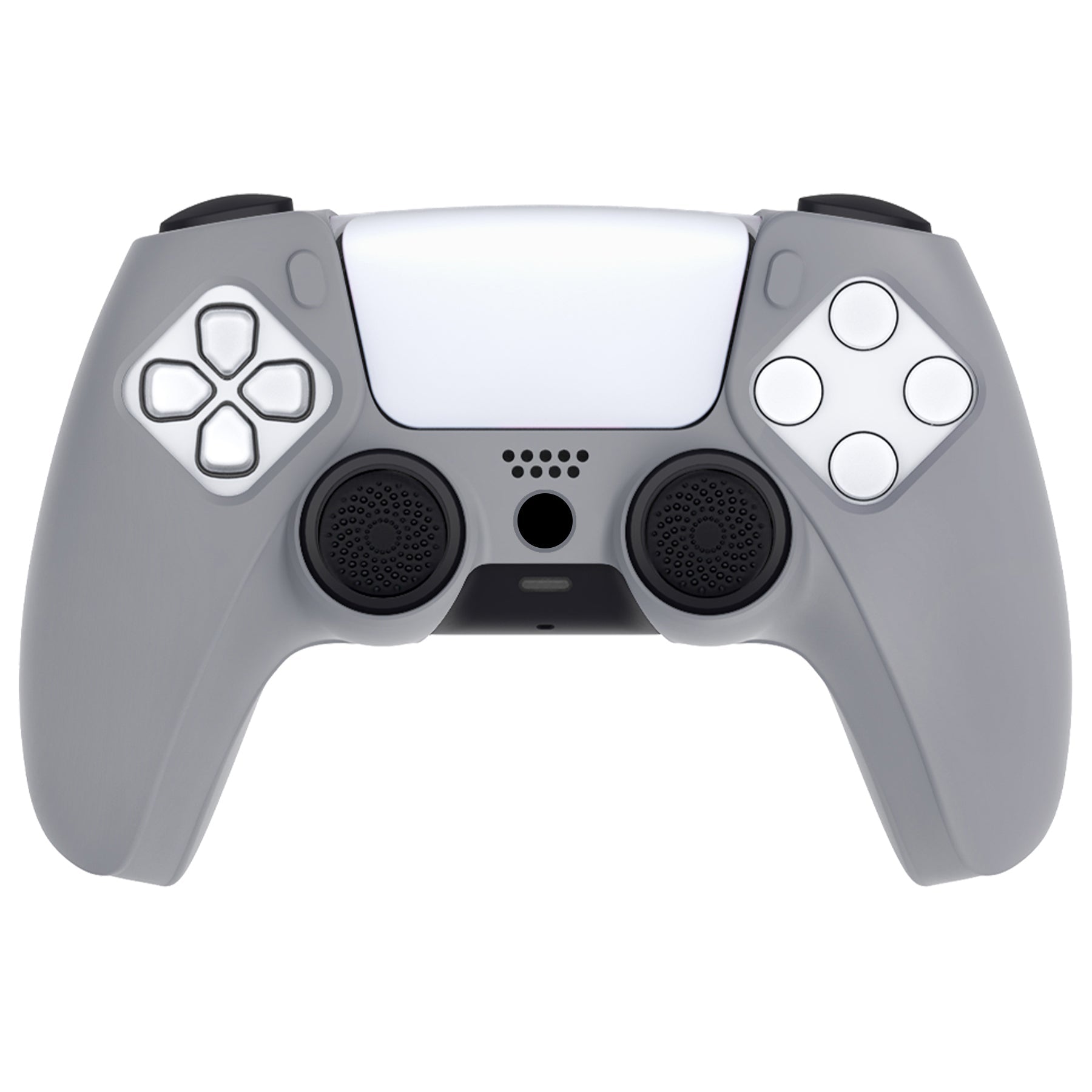 PlayVital Pure Series Dockable Model Anti-Slip Silicone Cover Skin with Thumb Grip Caps for PS5 Wireless Controller - Compatible with Charging Station - Gray PlayVital