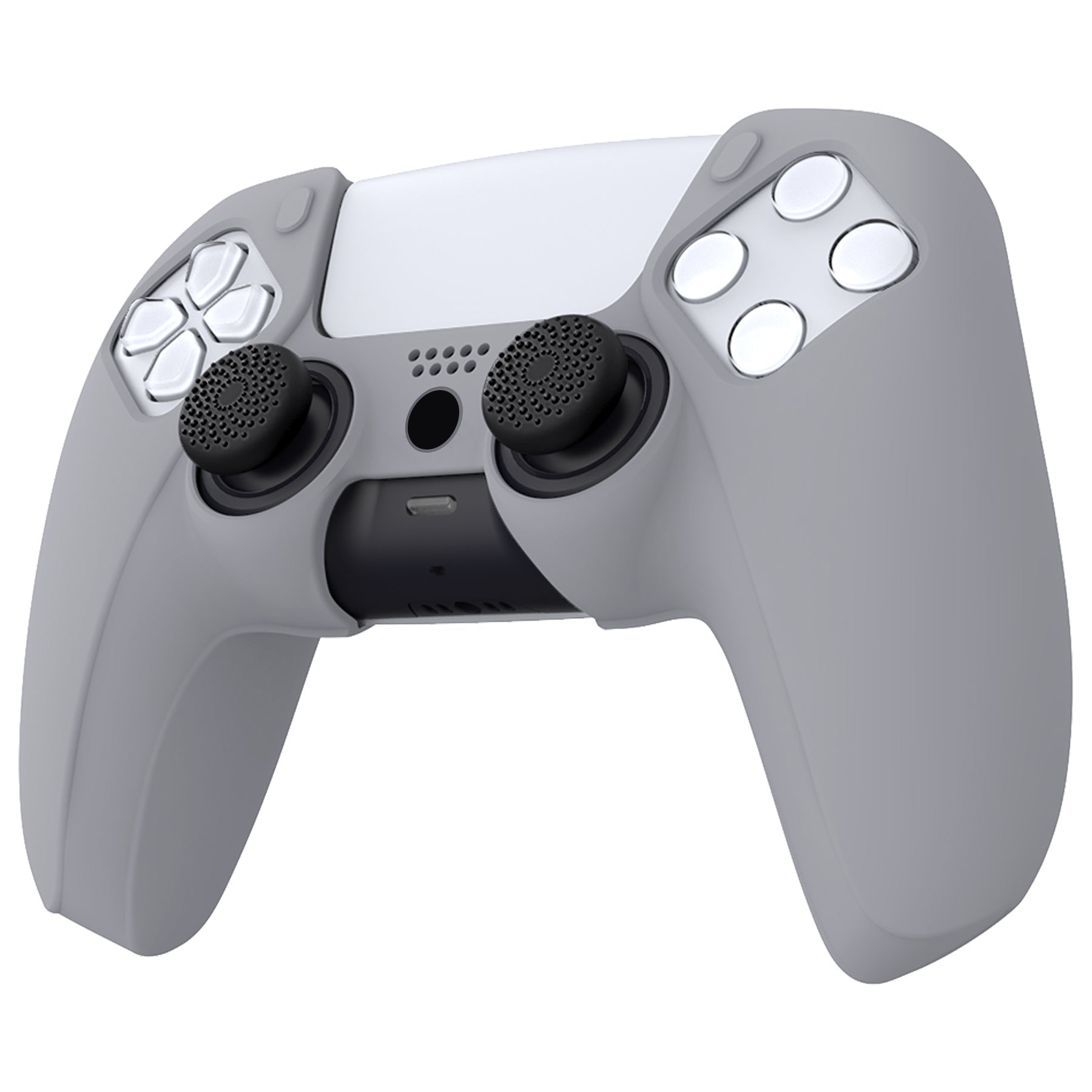 PlayVital Pure Series Dockable Model Anti-Slip Silicone Cover Skin with Thumb Grip Caps for PS5 Wireless Controller - Compatible with Charging Station - Gray PlayVital
