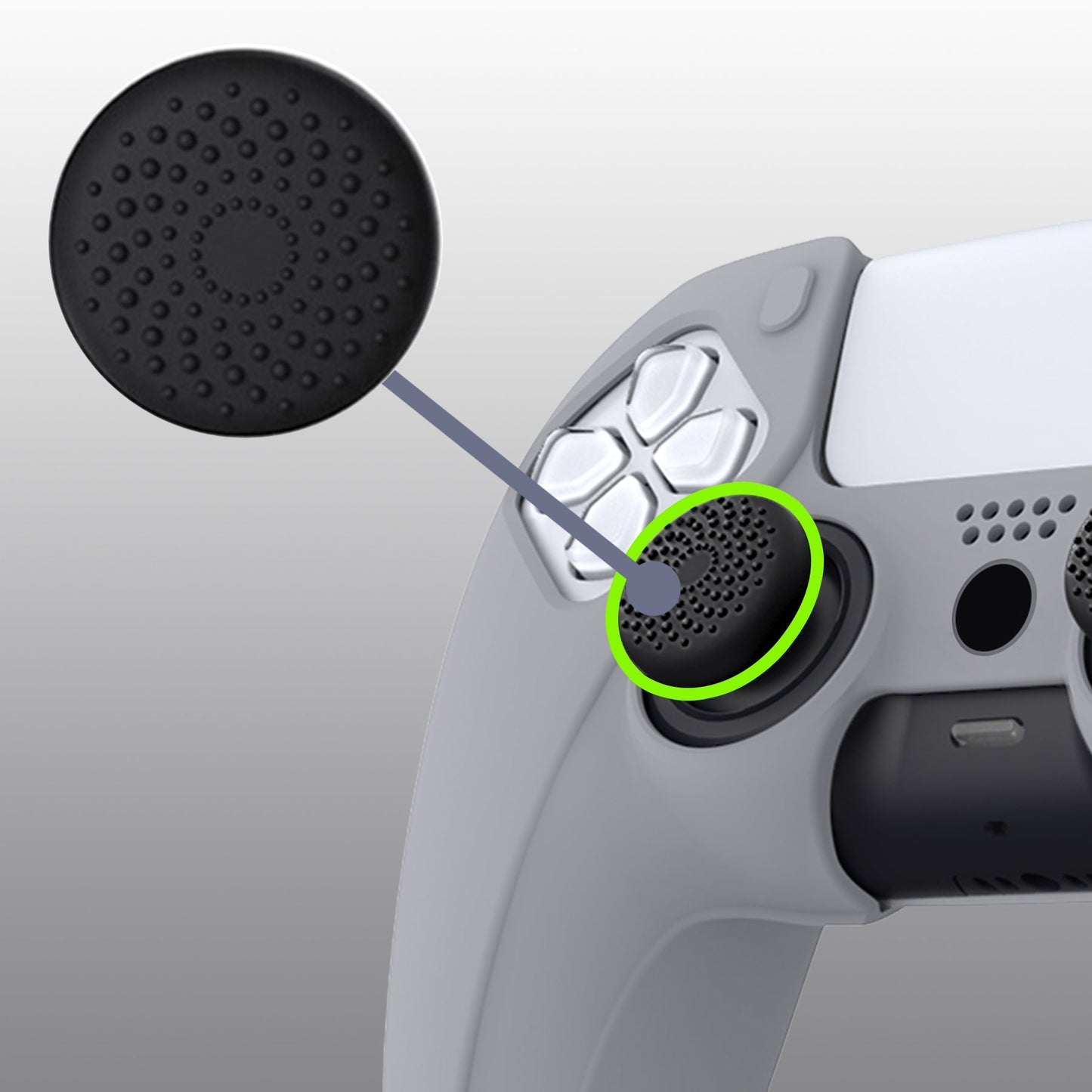 PlayVital Pure Series Dockable Model Anti-Slip Silicone Cover Skin with Thumb Grip Caps for PS5 Wireless Controller - Compatible with Charging Station - Gray PlayVital