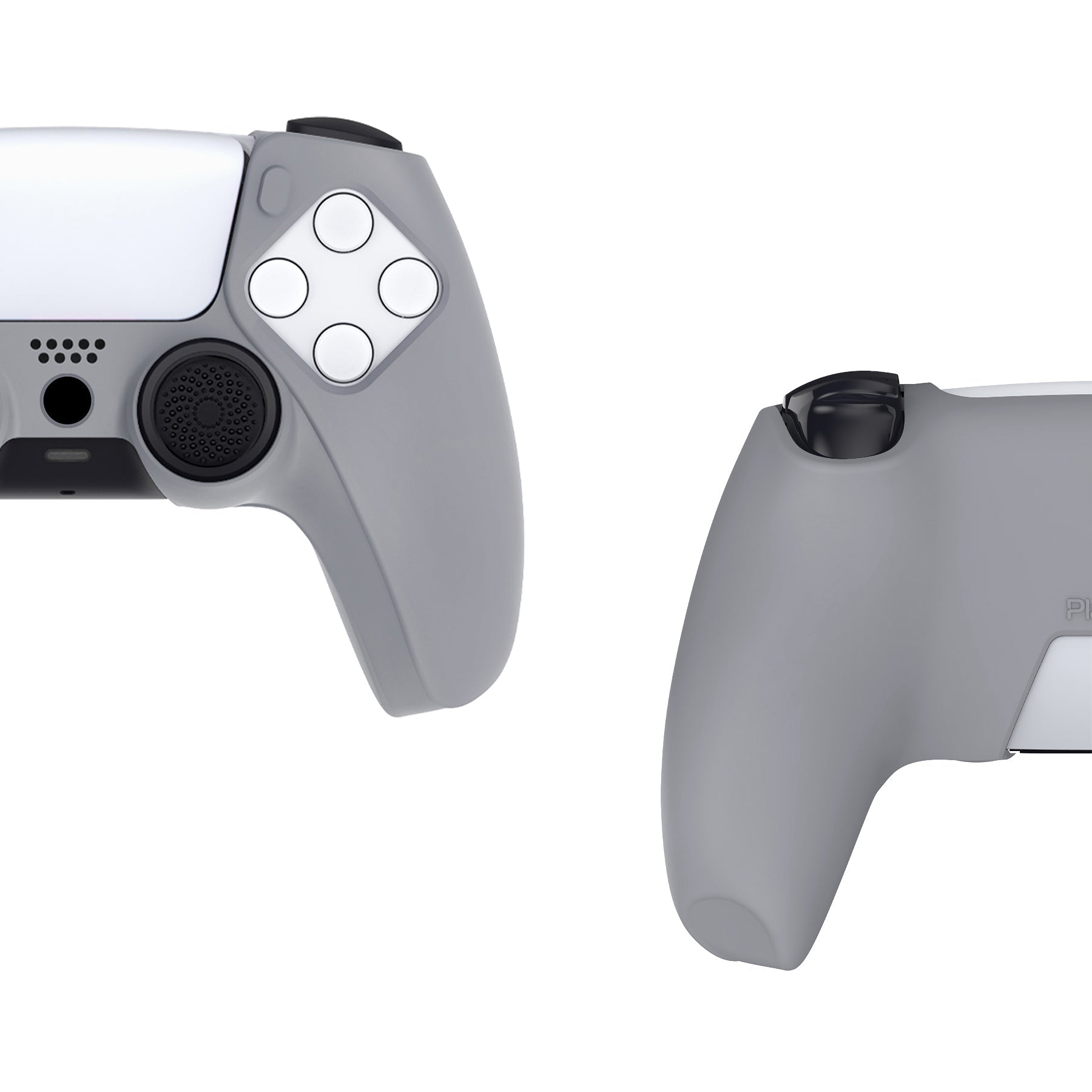 PlayVital Pure Series Dockable Model Anti-Slip Silicone Cover Skin with Thumb Grip Caps for PS5 Wireless Controller - Compatible with Charging Station - Gray PlayVital