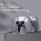 PlayVital Pure Series Dockable Model Anti-Slip Silicone Cover Skin with Thumb Grip Caps for PS5 Wireless Controller - Compatible with Charging Station - Gray PlayVital