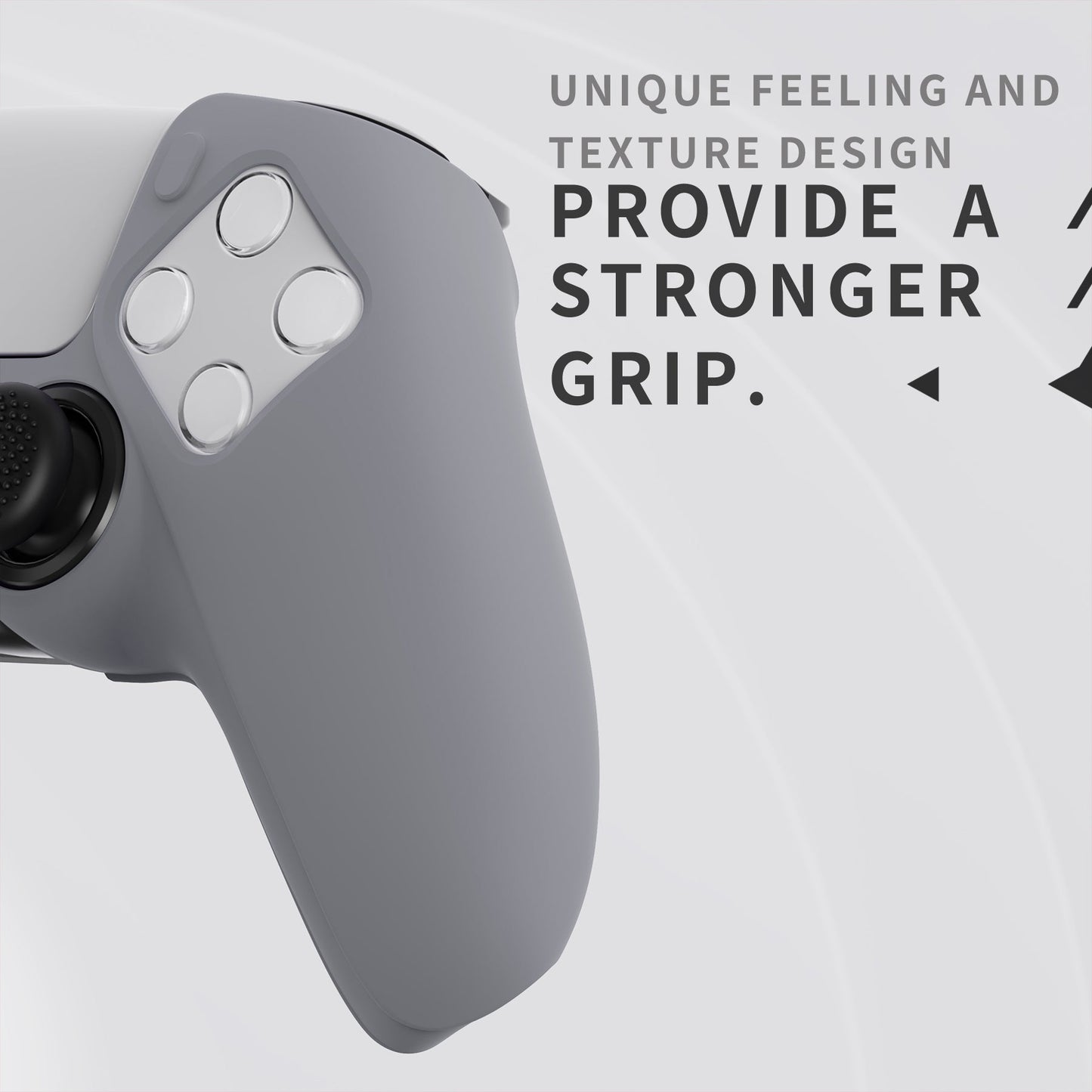 PlayVital Pure Series Dockable Model Anti-Slip Silicone Cover Skin with Thumb Grip Caps for PS5 Wireless Controller - Compatible with Charging Station - Gray PlayVital
