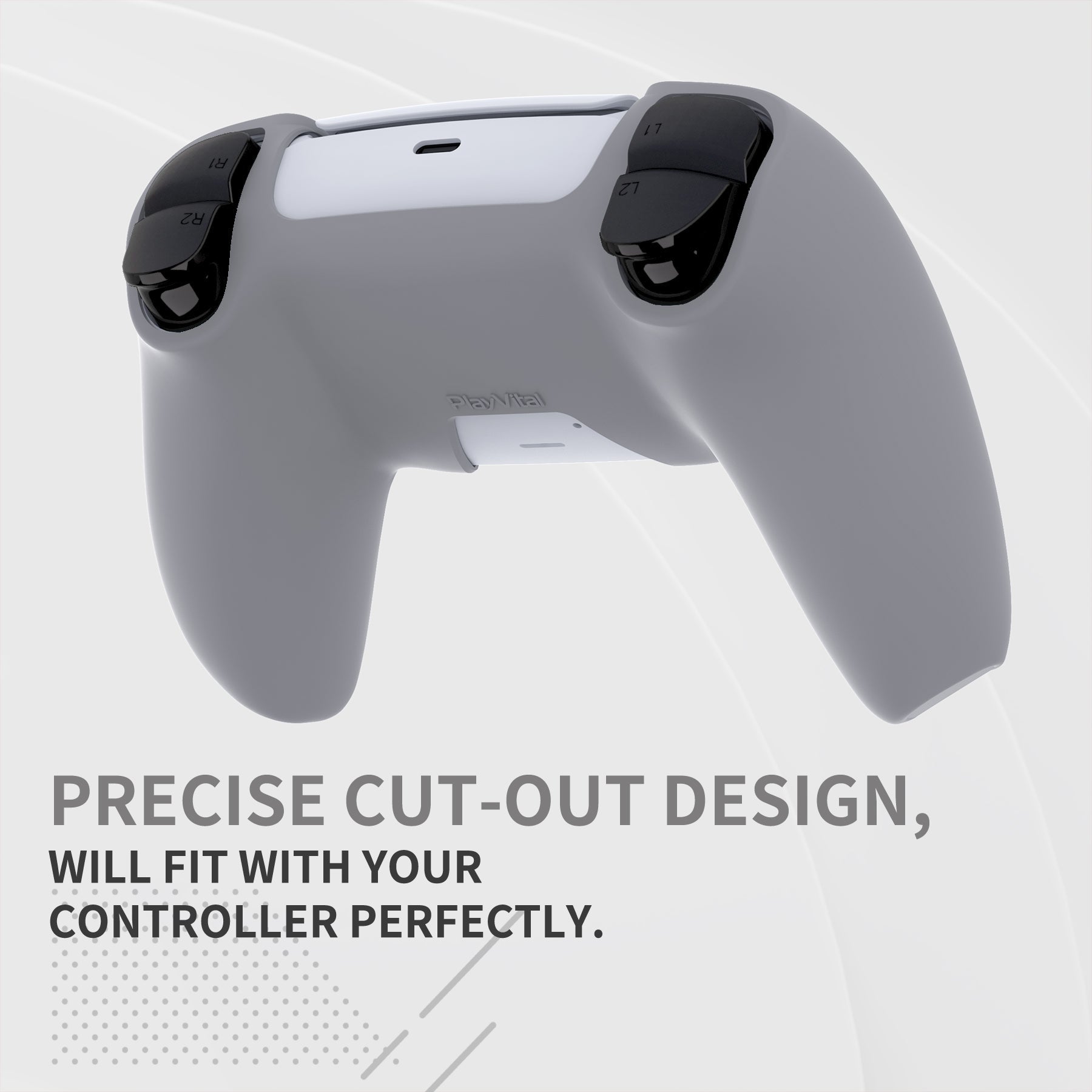 PlayVital Pure Series Dockable Model Anti-Slip Silicone Cover Skin with Thumb Grip Caps for PS5 Wireless Controller - Compatible with Charging Station - Gray PlayVital