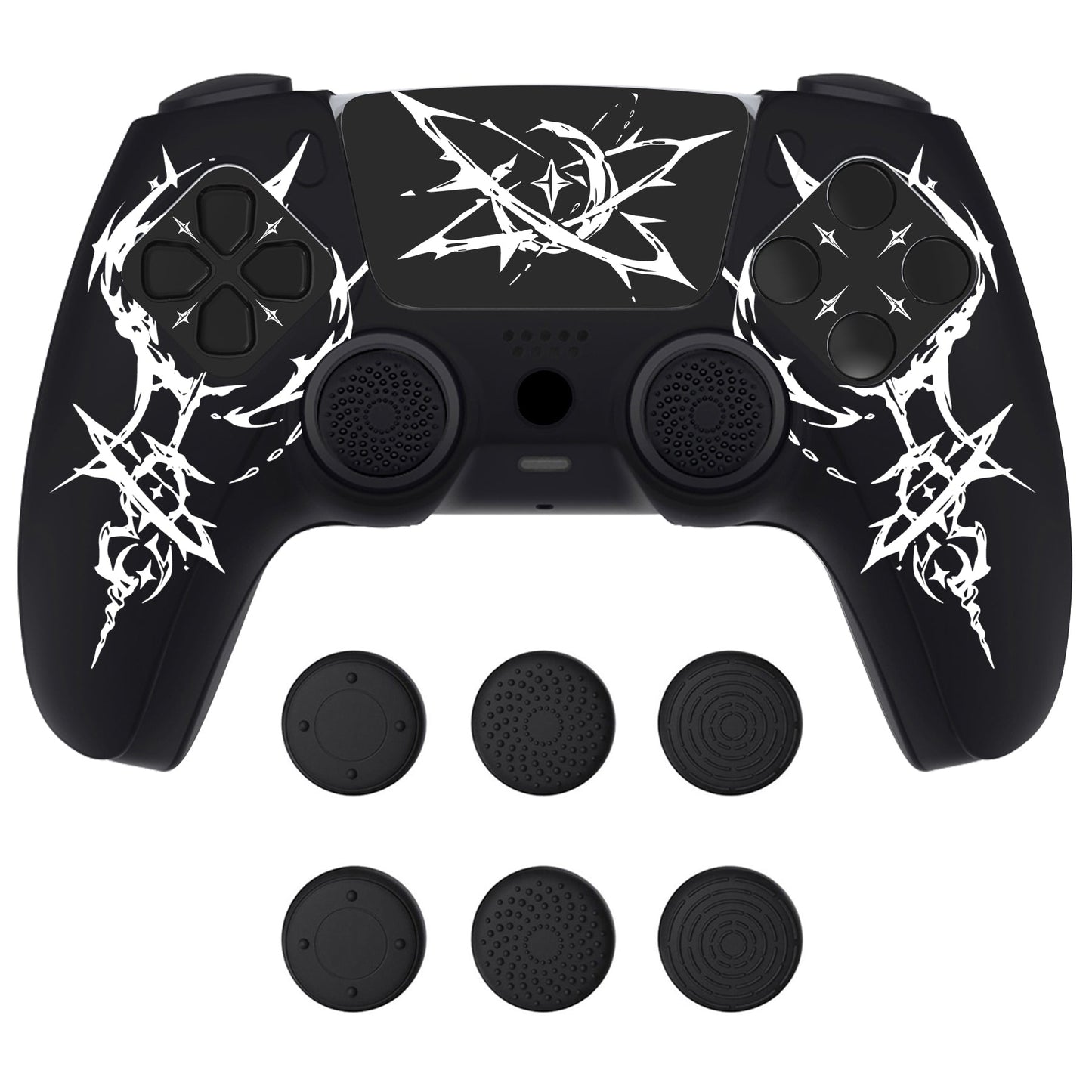 PlayVital Pure Series Silicone Controller Grip Case for PS5 Controller with 6 Thumb Grip & Sticker,  Anti-Slip Skin Cover for PS5 Controller Fit with Charging Station - Carving Energy Rift PlayVital