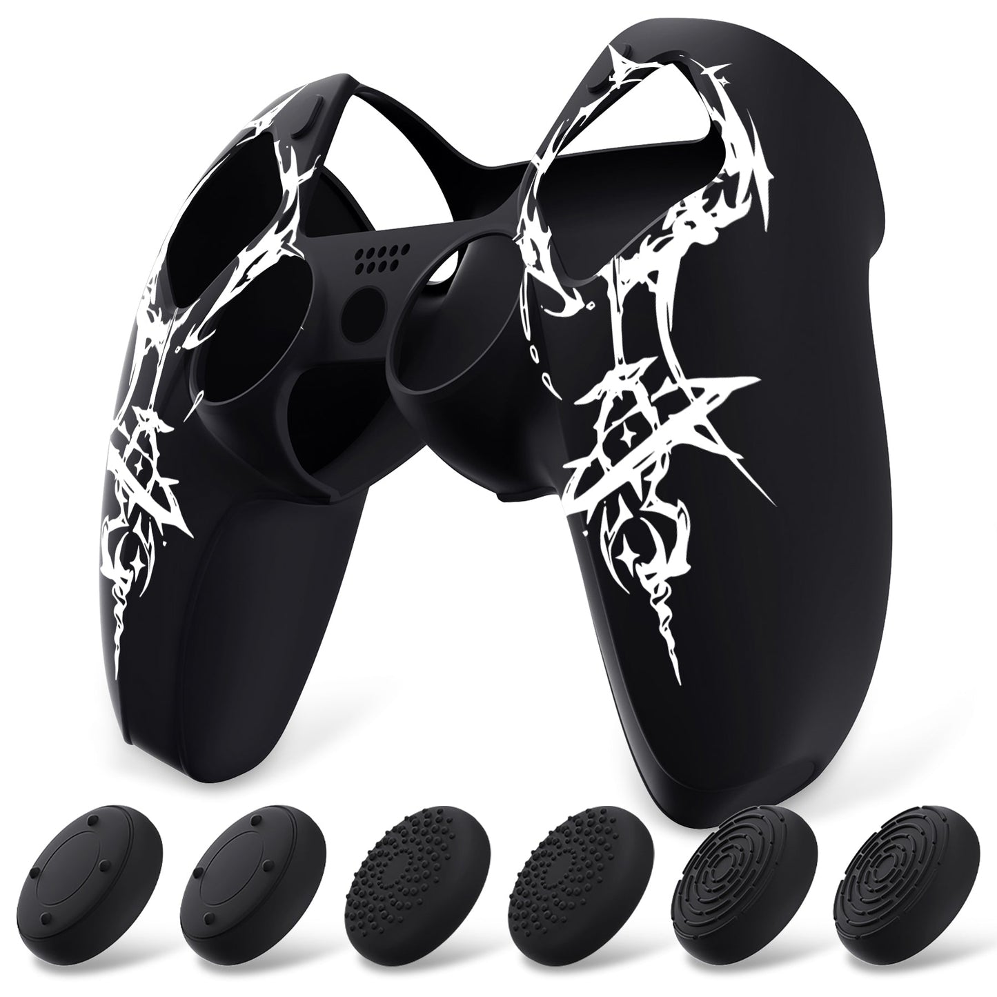 PlayVital Pure Series Silicone Controller Grip Case for PS5 Controller with 6 Thumb Grip & Sticker,  Anti-Slip Skin Cover for PS5 Controller Fit with Charging Station - Carving Energy Rift PlayVital