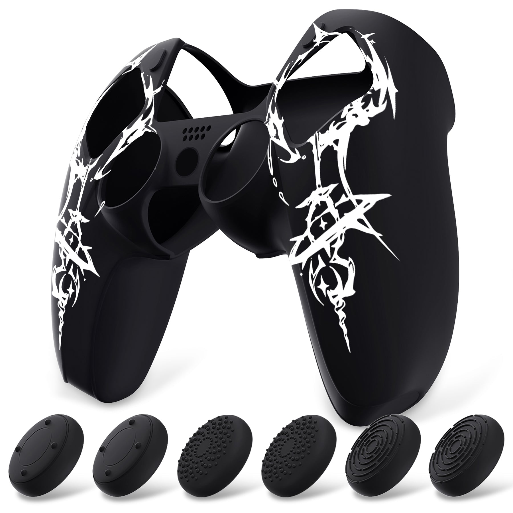 PlayVital Pure Series Silicone Controller Grip Case for PS5 Controller with 6 Thumb Grip & Sticker,  Anti-Slip Skin Cover for PS5 Controller Fit with Charging Station - Carving Energy Rift PlayVital