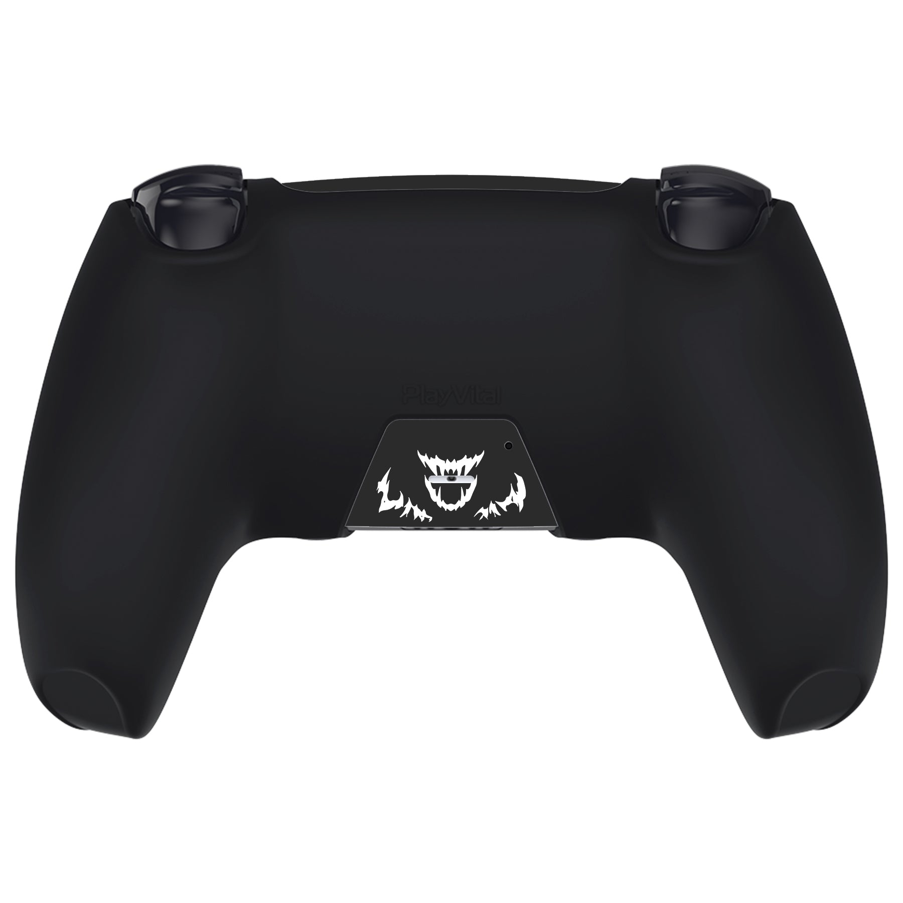 PlayVital Pure Series Silicone Controller Grip Case for PS5 Controller with 6 Thumb Grip & Sticker,  Anti-Slip Skin Cover for PS5 Controller Fit with Charging Station - Carving Fire Skull PlayVital