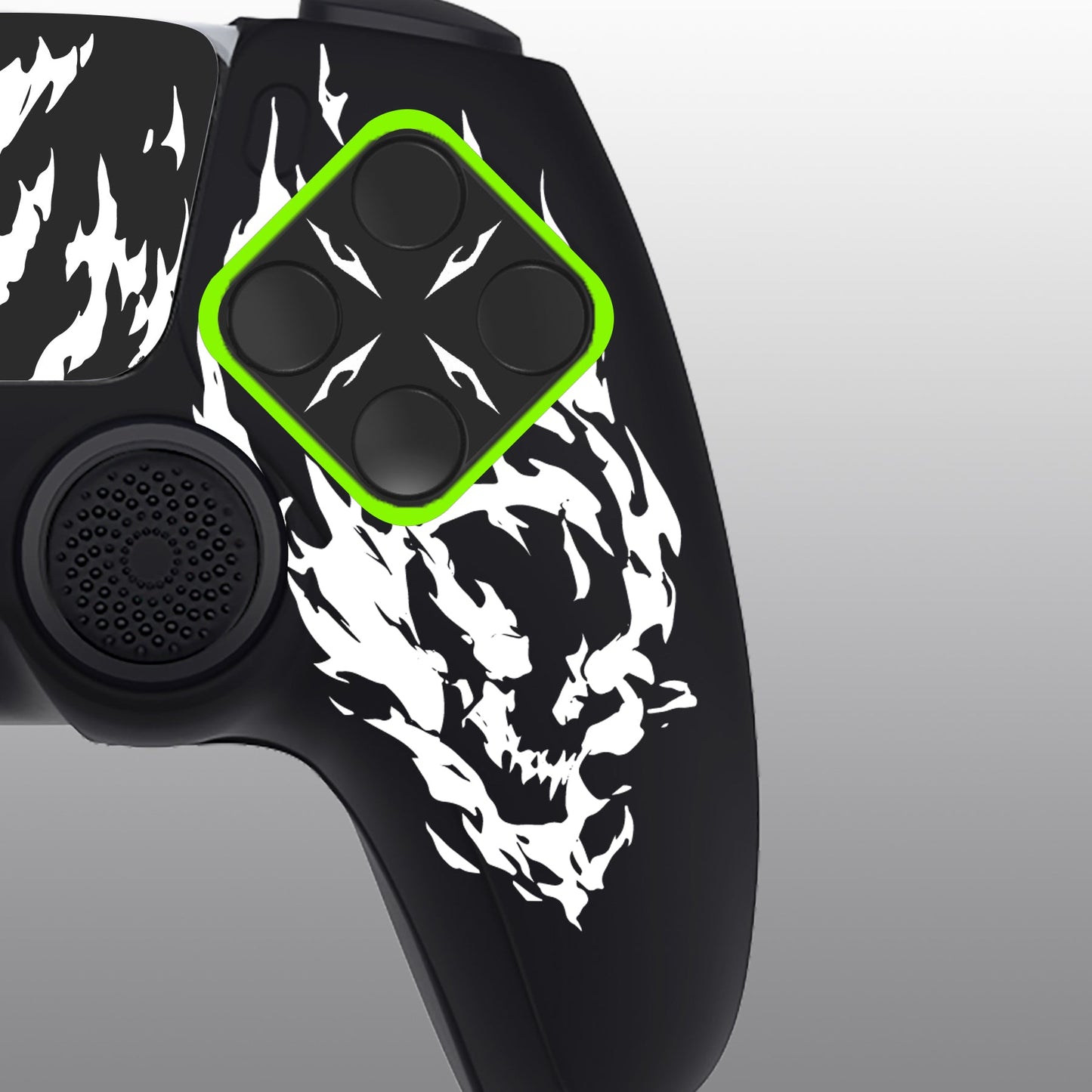 PlayVital Pure Series Silicone Controller Grip Case for PS5 Controller with 6 Thumb Grip & Sticker,  Anti-Slip Skin Cover for PS5 Controller Fit with Charging Station - Carving Fire Skull PlayVital