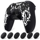 PlayVital Pure Series Silicone Controller Grip Case for PS5 Controller with 6 Thumb Grip & Sticker,  Anti-Slip Skin Cover for PS5 Controller Fit with Charging Station - Carving Fire Skull PlayVital