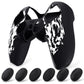 PlayVital Pure Series Silicone Controller Grip Case for PS5 Controller with 6 Thumb Grip & Sticker,  Anti-Slip Skin Cover for PS5 Controller Fit with Charging Station - Carving Fire Skull PlayVital