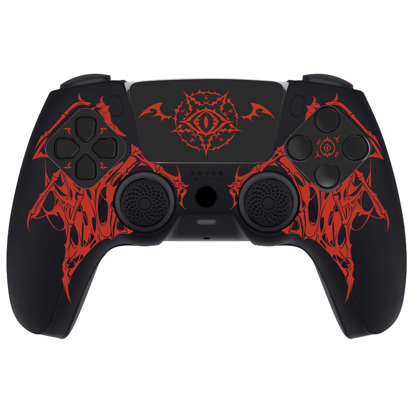 PlayVital Pure Series Silicone Controller Grip Case for PS5 Controller with 6 Thumb Grip & Sticker,  Anti-Slip Skin Cover for PS5 Controller Fit with Charging Station - Wings Sigil Red PlayVital