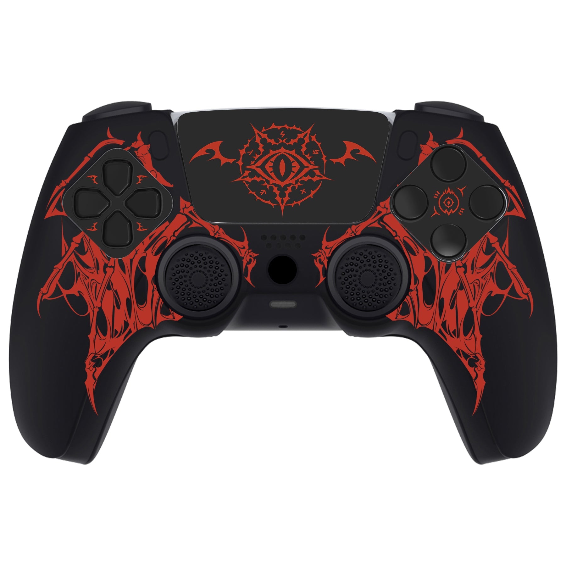 PlayVital Pure Series Silicone Controller Grip Case for PS5 Controller with 6 Thumb Grip & Sticker,  Anti-Slip Skin Cover for PS5 Controller Fit with Charging Station - Wings Sigil Red PlayVital
