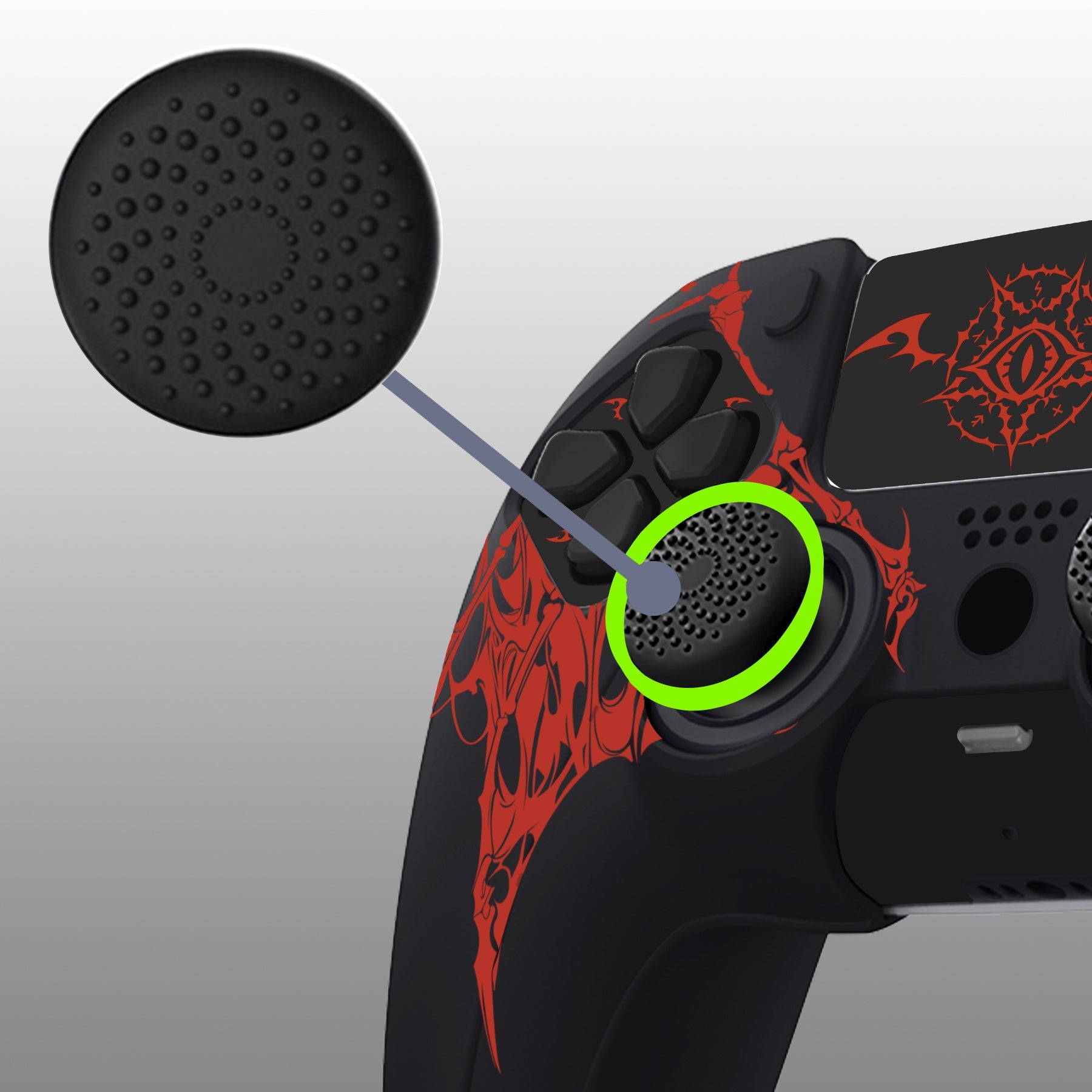 PlayVital Pure Series Silicone Controller Grip Case for PS5 Controller with 6 Thumb Grip & Sticker,  Anti-Slip Skin Cover for PS5 Controller Fit with Charging Station - Wings Sigil Red PlayVital